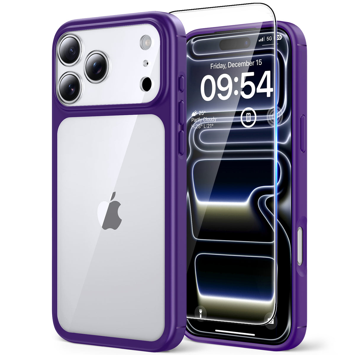TAURI for iPhone 17 Pro Max Case, Full Camera Protection with Screen Protector, Anti-Yellowing Military-Grade Protection Shockproof Slim Phone Case for iPhone 17 ProMax, Purple