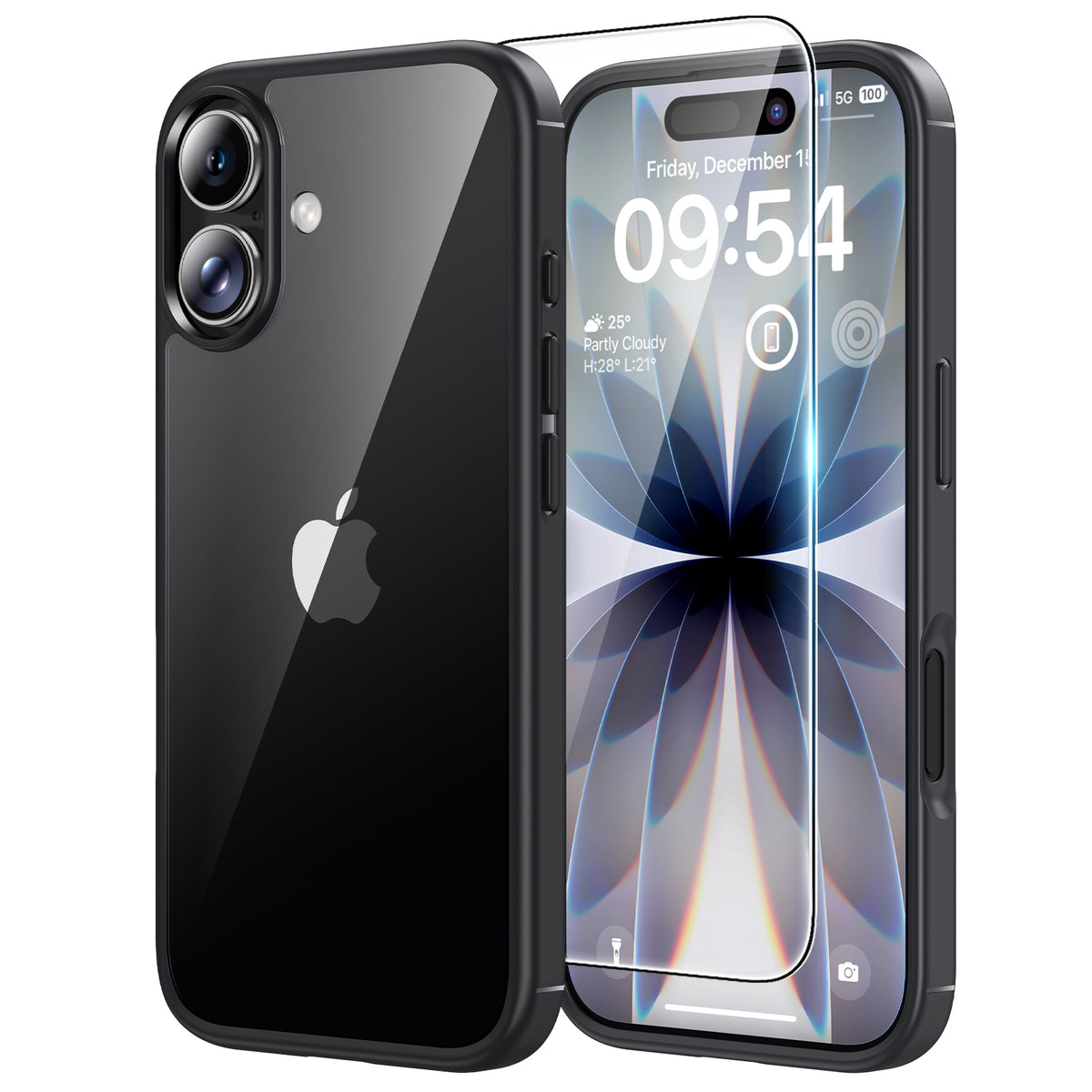 TAURI for iPhone 17 Case, Anti-Yellowing with Screen Protector, Military-Grade Protection Shockproof Slim Phone Case for iPhone 17, Black