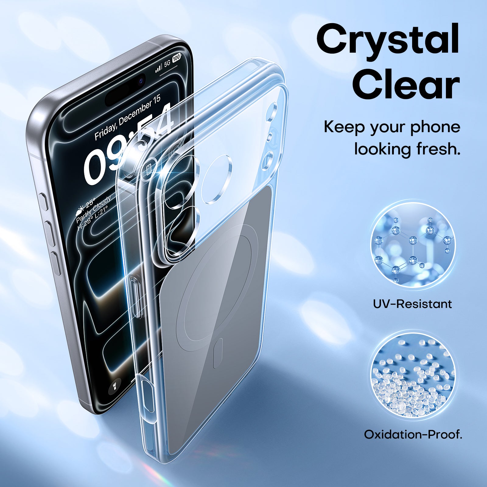 TAURI Original Design for iPhone 17 Pro Case, Compatible with MagSafe with Screen Protector, Anti-Yellowing Military-Grade Protection Shockproof Magnetic iPhone 17 Pro Case, Clear Grey