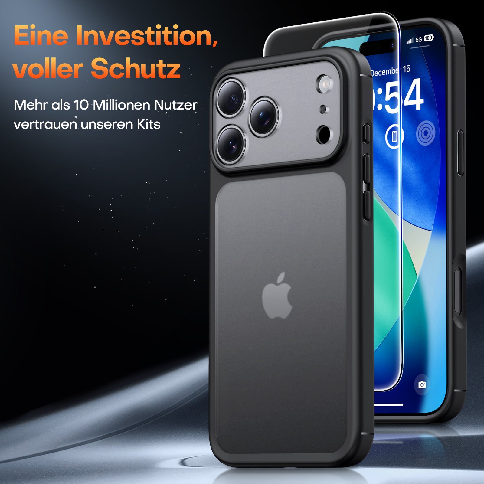 TAURI for iPhone 17 Pro Case, Full Camera Protection with Screen Protector, Translucent Matte Military-Grade Protection Shockproof Slim Phone Case for iPhone 17 Pro, Matte Black