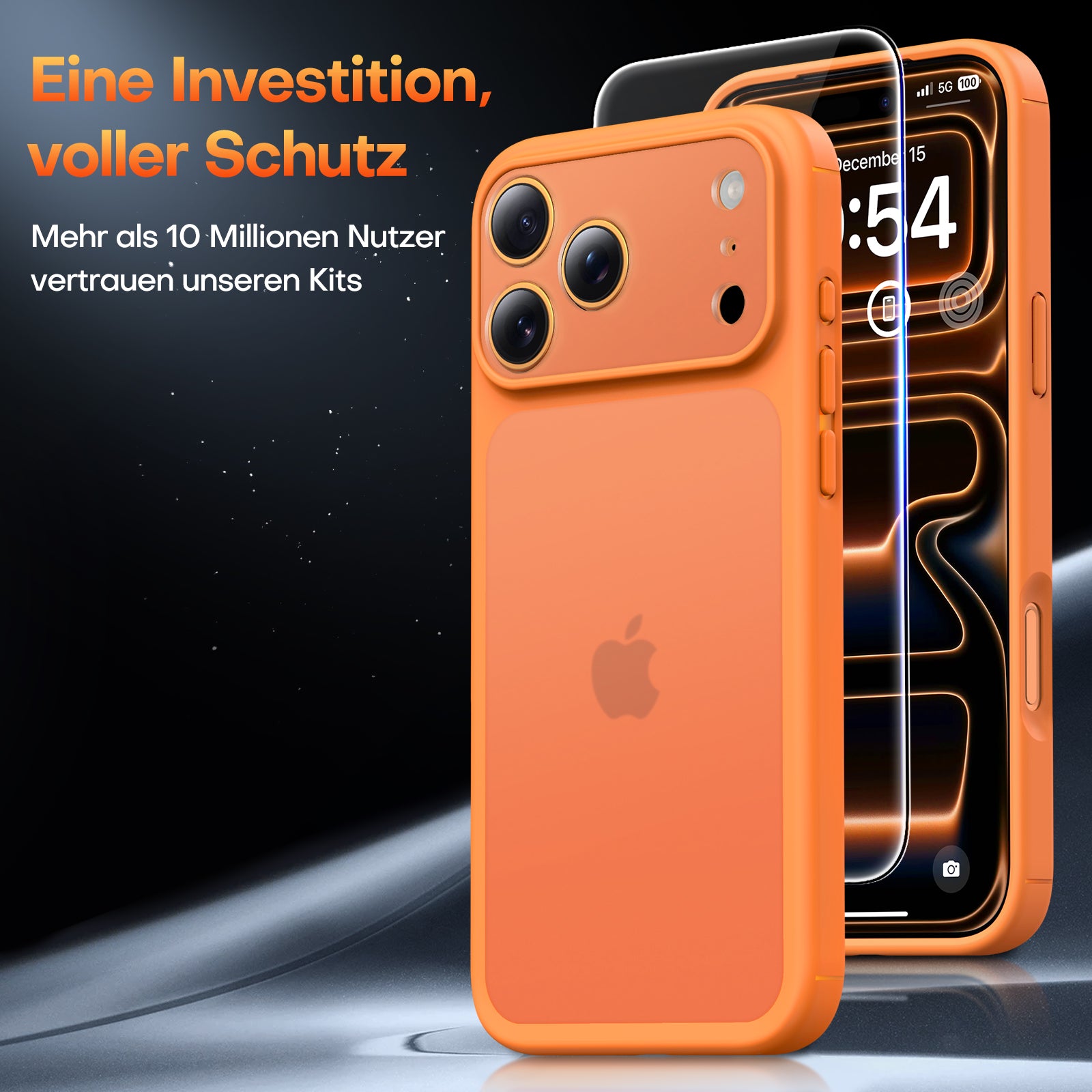 TAURI for iPhone 17 Pro Case, Full Camera Protection with Screen Protector, Translucent Matte Military-Grade Protection Shockproof Slim Phone Case for iPhone 17 Pro, Matte Orange