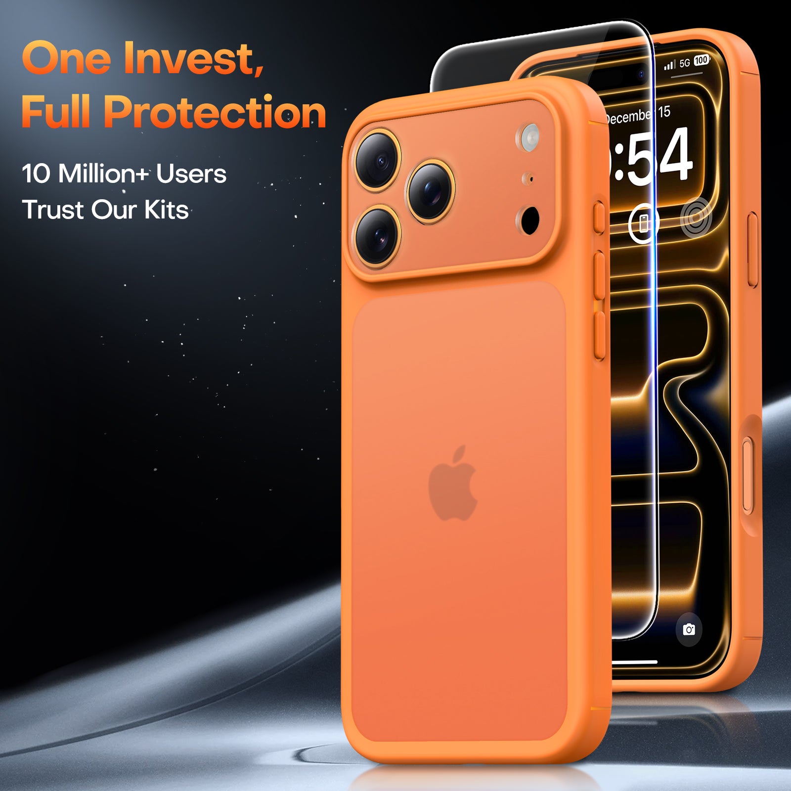 TAURI for iPhone 17 Pro Max Case, Full Camera Protection with Screen Protector, Translucent Matte Military-Grade Protection Shockproof Slim Phone Case for iPhone 17 ProMax, Matte Orange