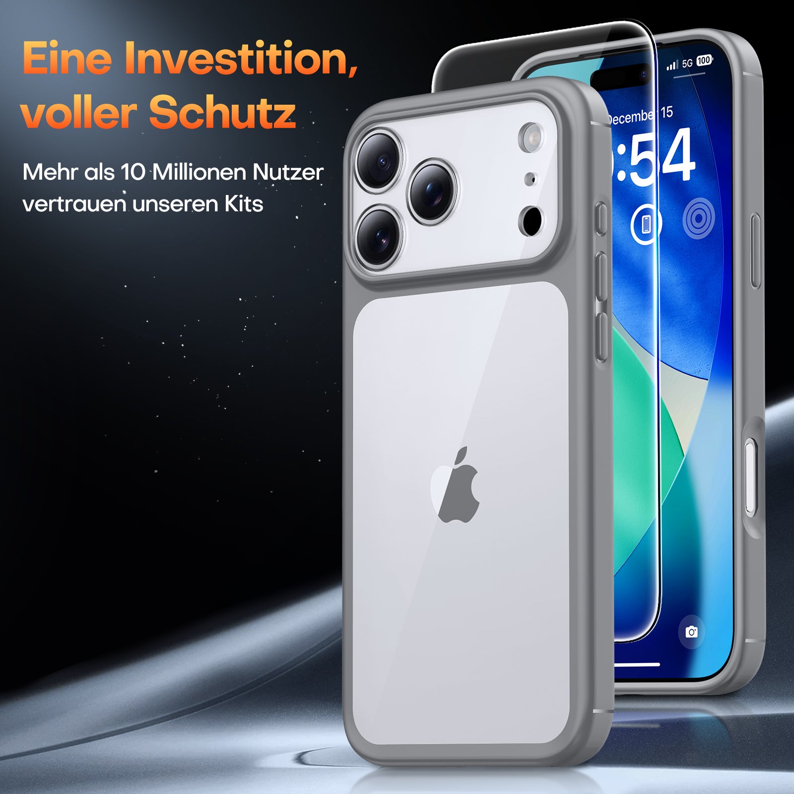 TAURI for iPhone 17 Pro Case, Full Camera Protection with Screen Protector, Anti-Yellowing Military-Grade Protection Shockproof Slim Phone Case for iPhone 17 Pro, Grey