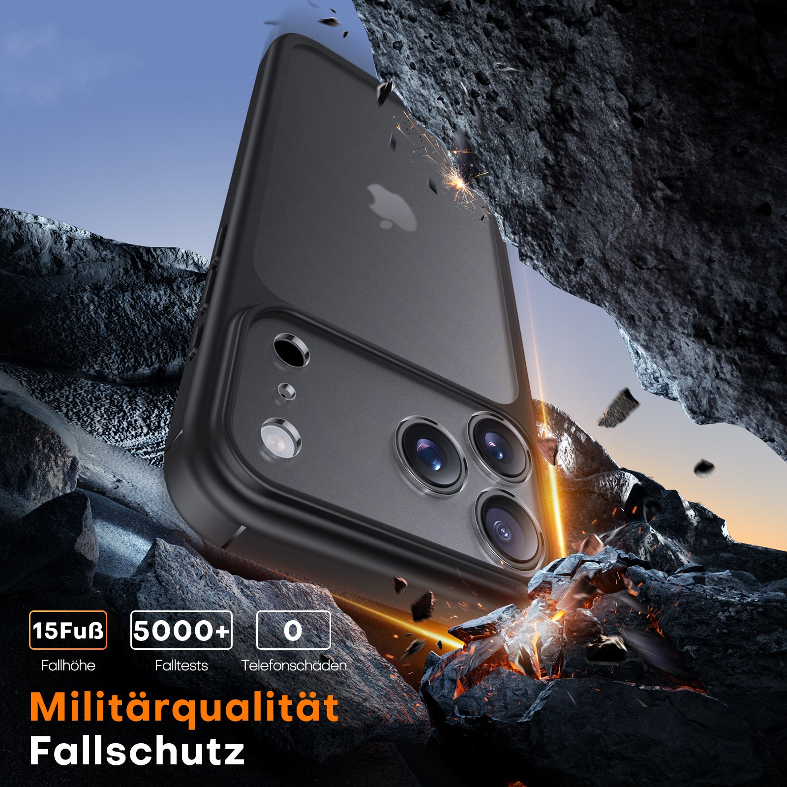 TAURI for iPhone 17 Pro Case, Full Camera Protection with Screen Protector, Translucent Matte Military-Grade Protection Shockproof Slim Phone Case for iPhone 17 Pro, Matte Black