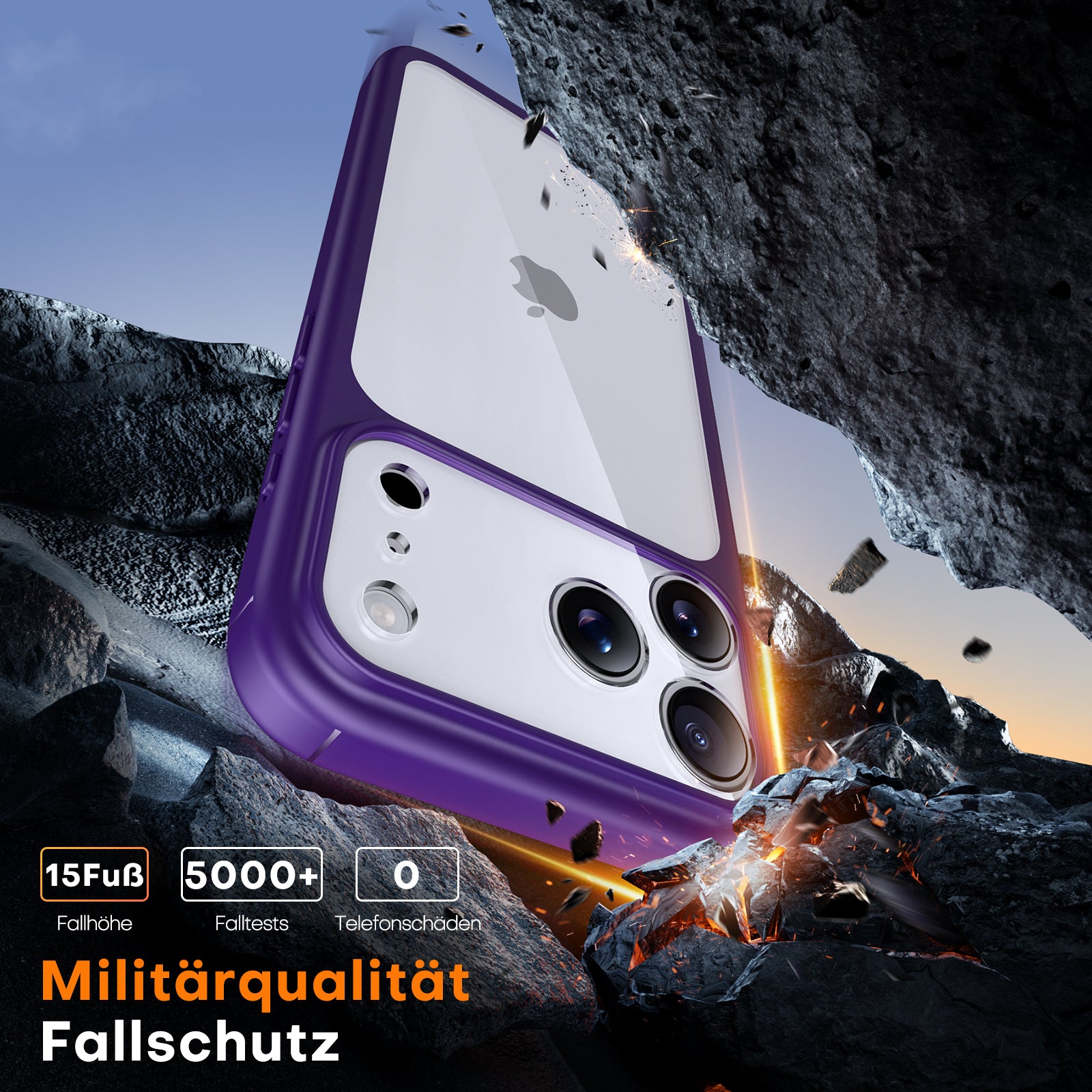 TAURI for iPhone 17 Pro Case, Full Camera Protection with Screen Protector, Anti-Yellowing Military-Grade Protection Shockproof Slim Phone Case for iPhone 17 Pro, Purple