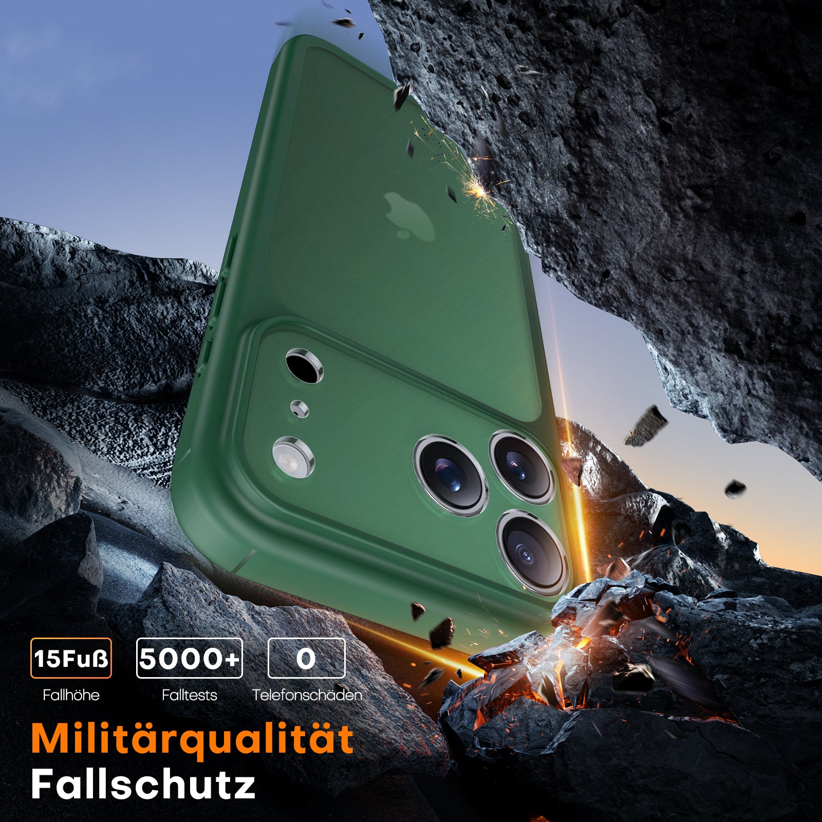 TAURI for iPhone 17 Pro Case, Full Camera Protection with Screen Protector, Translucent Matte Military-Grade Protection Shockproof Slim Phone Case for iPhone 17 Pro, Matte Green