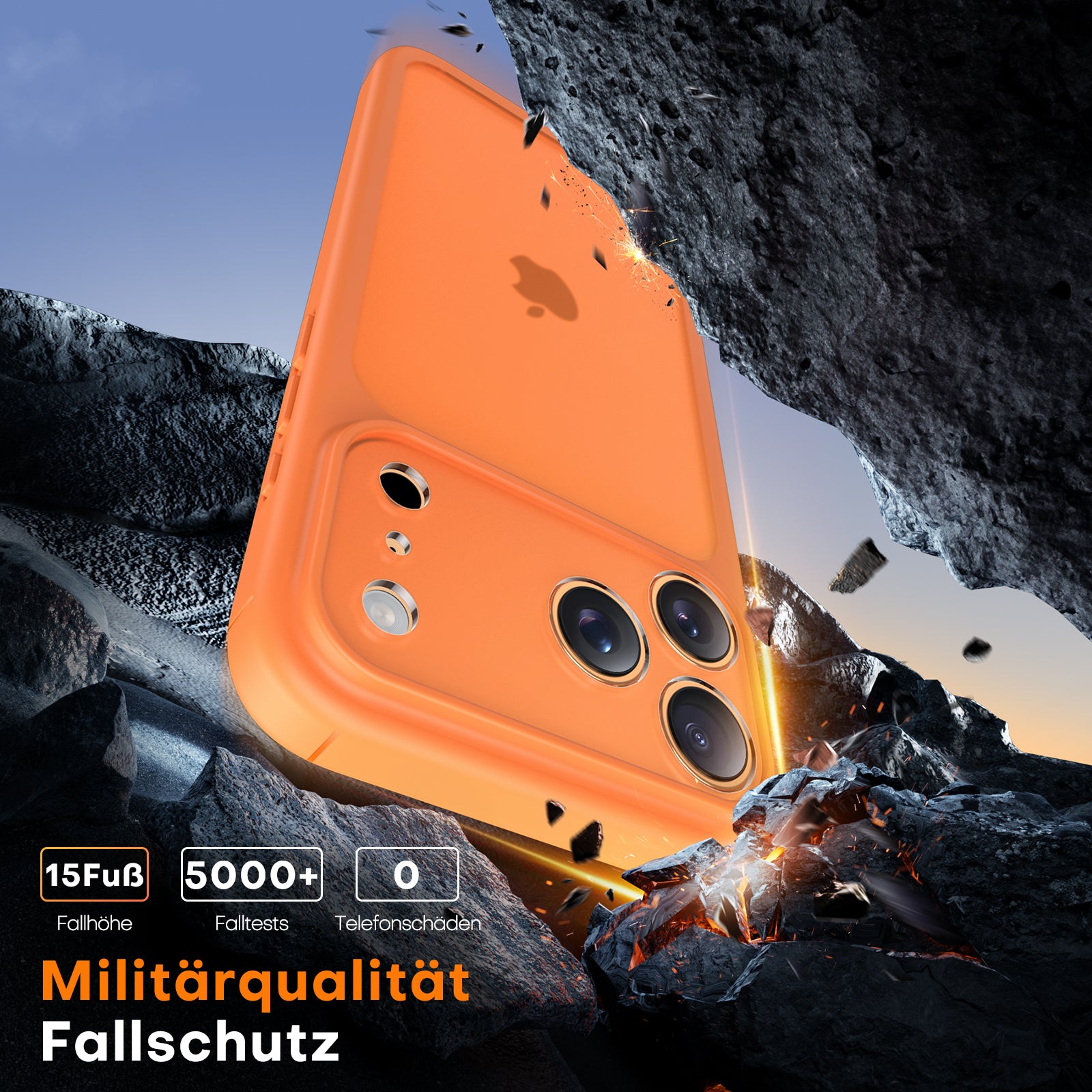 TAURI for iPhone 17 Pro Case, Full Camera Protection with Screen Protector, Translucent Matte Military-Grade Protection Shockproof Slim Phone Case for iPhone 17 Pro, Matte Orange