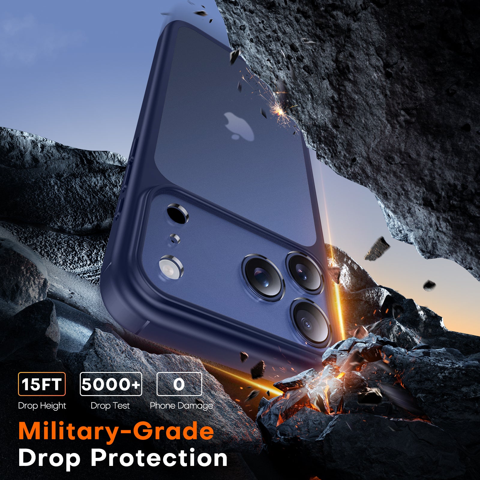 TAURI for iPhone 17 Pro Max Case, Full Camera Protection with Screen Protector, Translucent Matte Military-Grade Protection Shockproof Slim Phone Case for iPhone 17 ProMax, Matte Blue