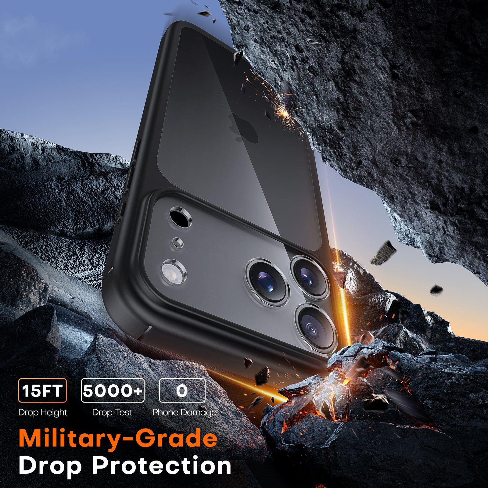 TAURI for iPhone 17 Pro Max Case, Full Camera Protection with Screen Protector, Anti-Yellowing Military-Grade Protection Shockproof Slim Phone Case for iPhone 17 ProMax, Black