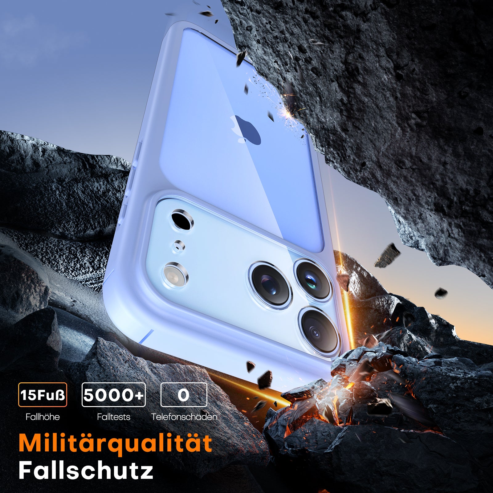 TAURI for iPhone 17 Pro Case, Full Camera Protection with Screen Protector, Anti-Yellowing Military-Grade Protection Shockproof Slim Phone Case for iPhone 17 Pro, Star Blue