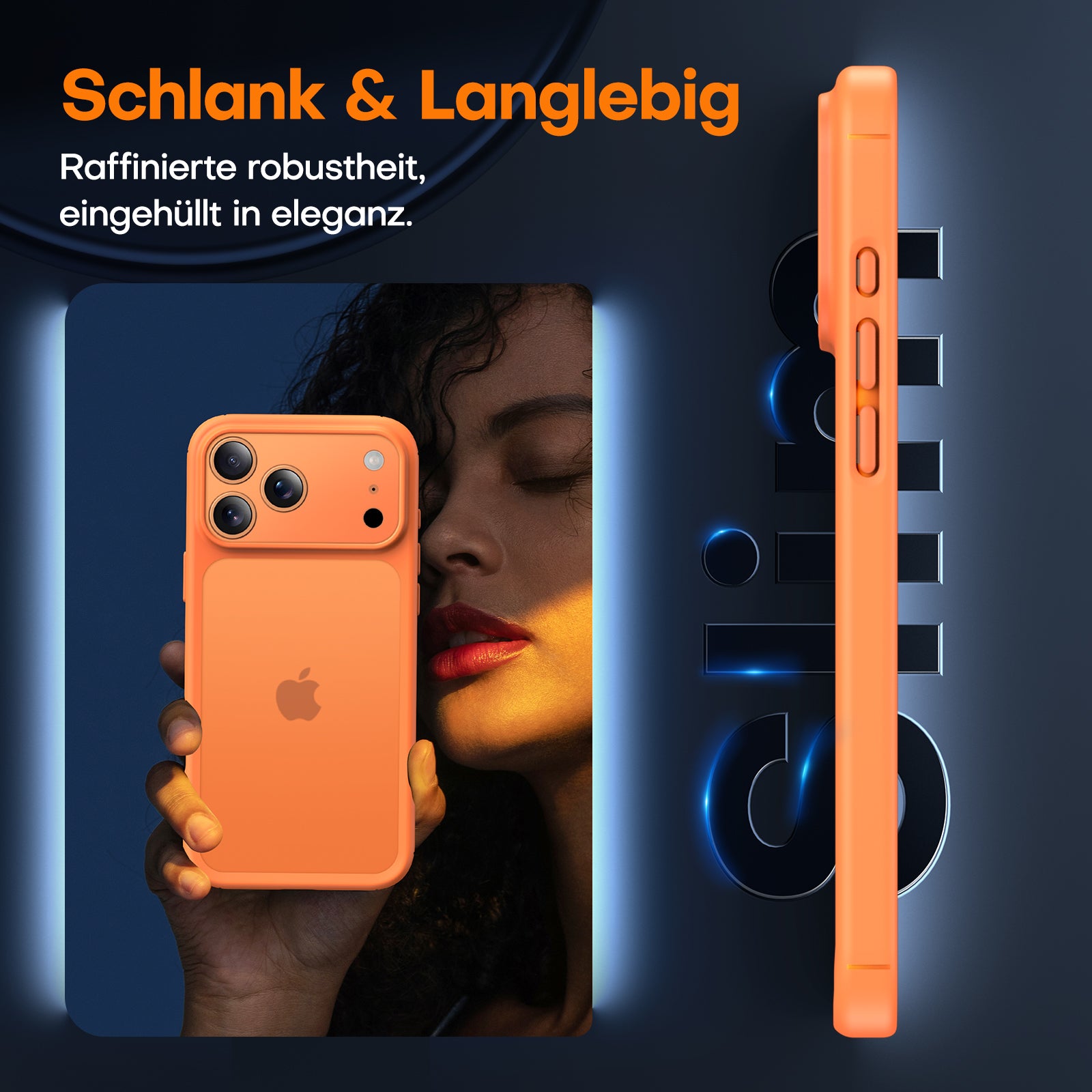TAURI for iPhone 17 Pro Case, Full Camera Protection with Screen Protector, Translucent Matte Military-Grade Protection Shockproof Slim Phone Case for iPhone 17 Pro, Matte Orange