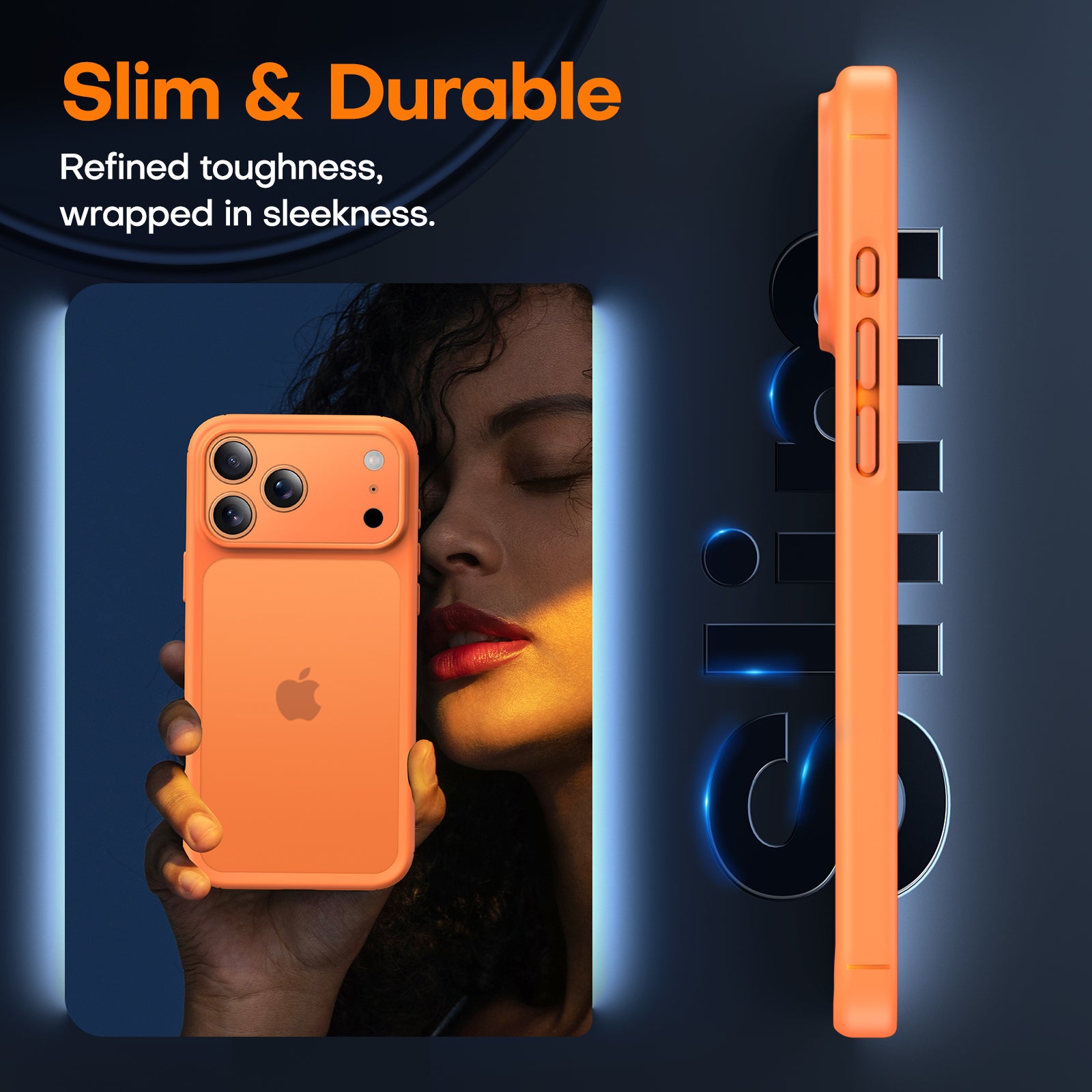 TAURI for iPhone 17 Pro Max Case, Full Camera Protection with Screen Protector, Translucent Matte Military-Grade Protection Shockproof Slim Phone Case for iPhone 17 ProMax, Matte Orange