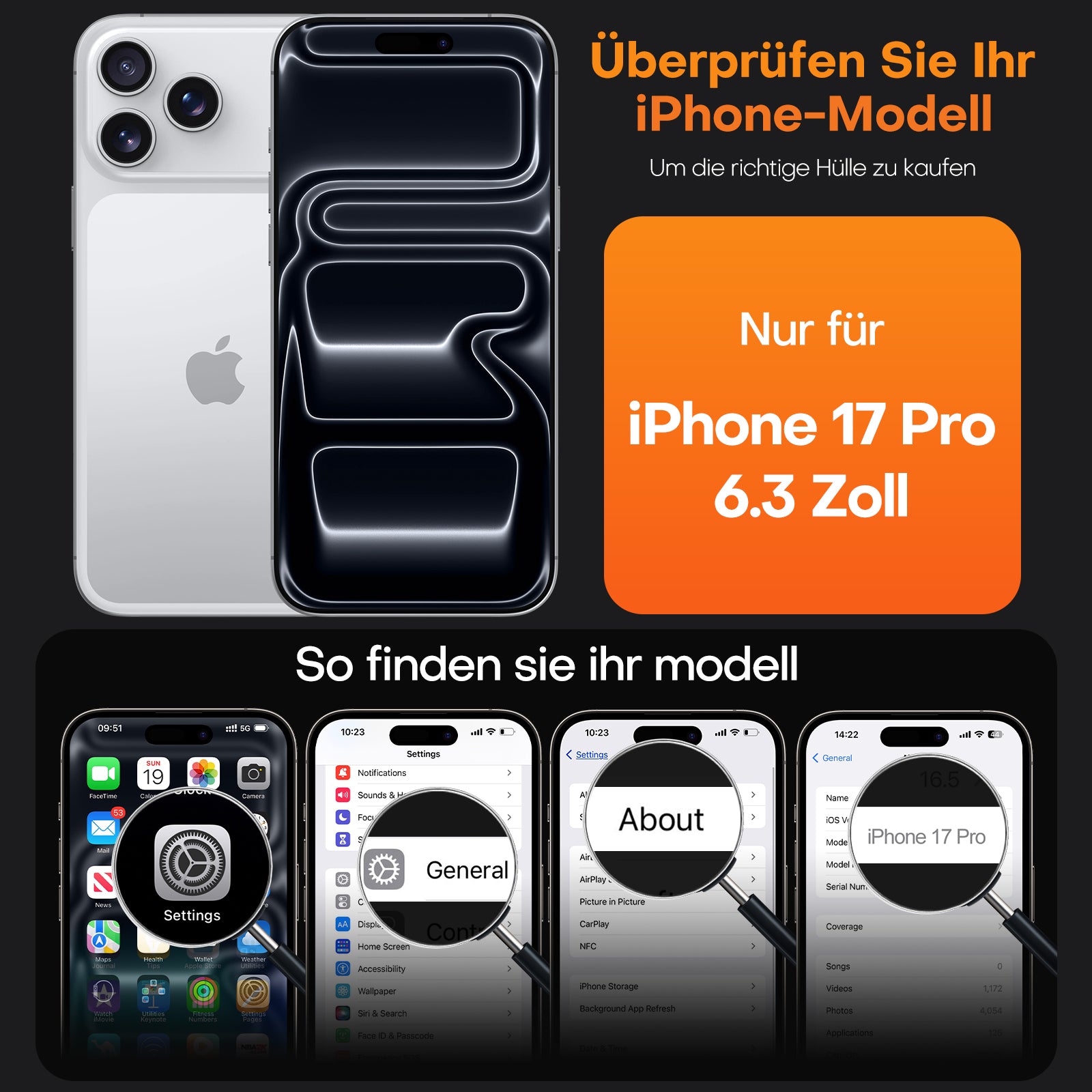 TAURI for iPhone 17 Pro Case, Full Camera Protection with Screen Protector, Anti-Yellowing Military-Grade Protection Shockproof Slim Phone Case for iPhone 17 Pro, Grey