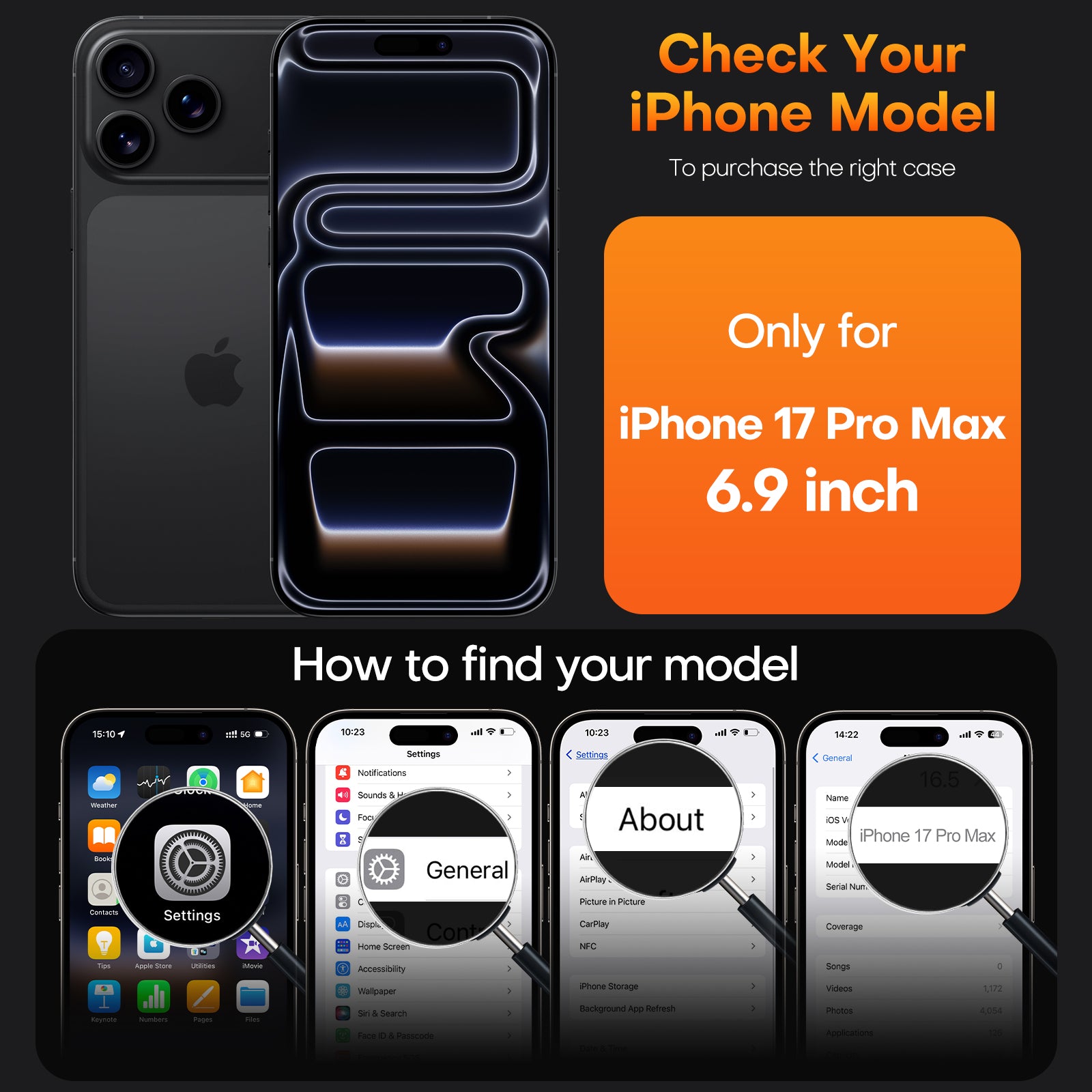 TAURI for iPhone 17 Pro Max Case, Full Camera Protection with Screen Protector, Anti-Yellowing Military-Grade Protection Shockproof Slim Phone Case for iPhone 17 ProMax, Black