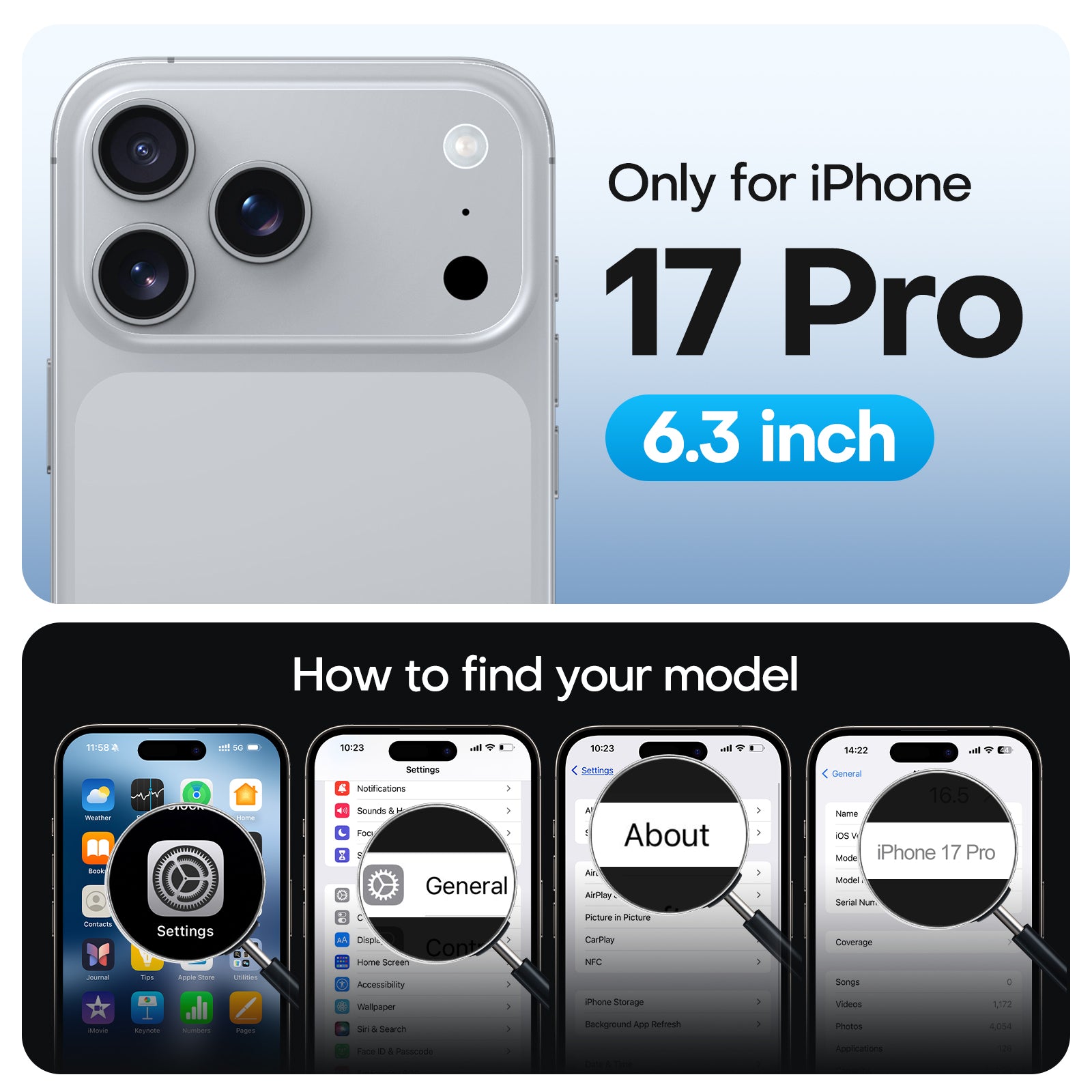 TAURI Original Design for iPhone 17 Pro Case, Compatible with MagSafe with Screen Protector, Anti-Yellowing Military-Grade Protection Shockproof Magnetic iPhone 17 Pro Case, Clear Grey