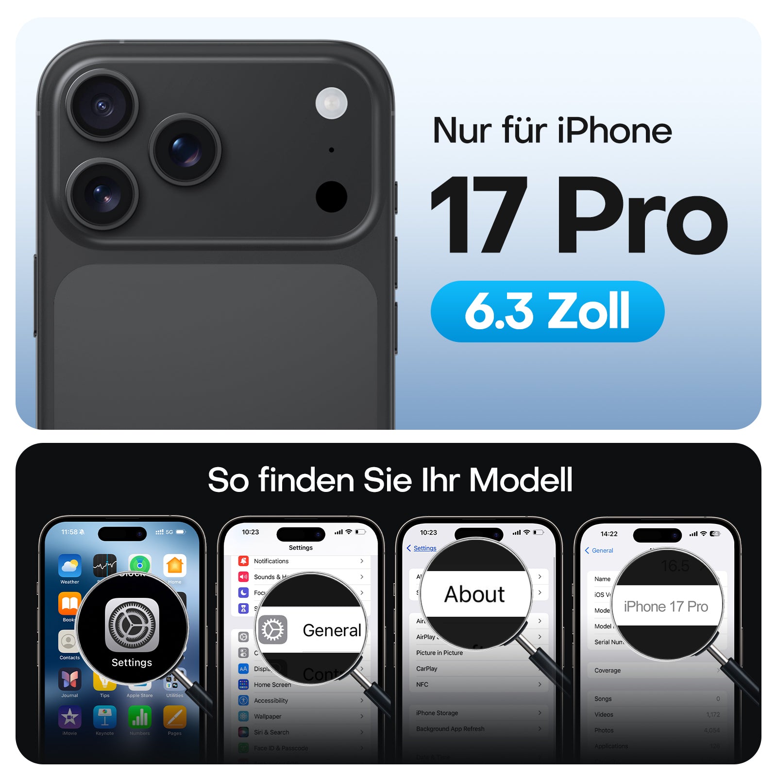 TAURI Original Design for iPhone 17 Pro Case, Compatible with MagSafe with Screen Protector, Anti-Yellowing Military-Grade Protection Shockproof Magnetic iPhone 17 Pro Case, Clear Black