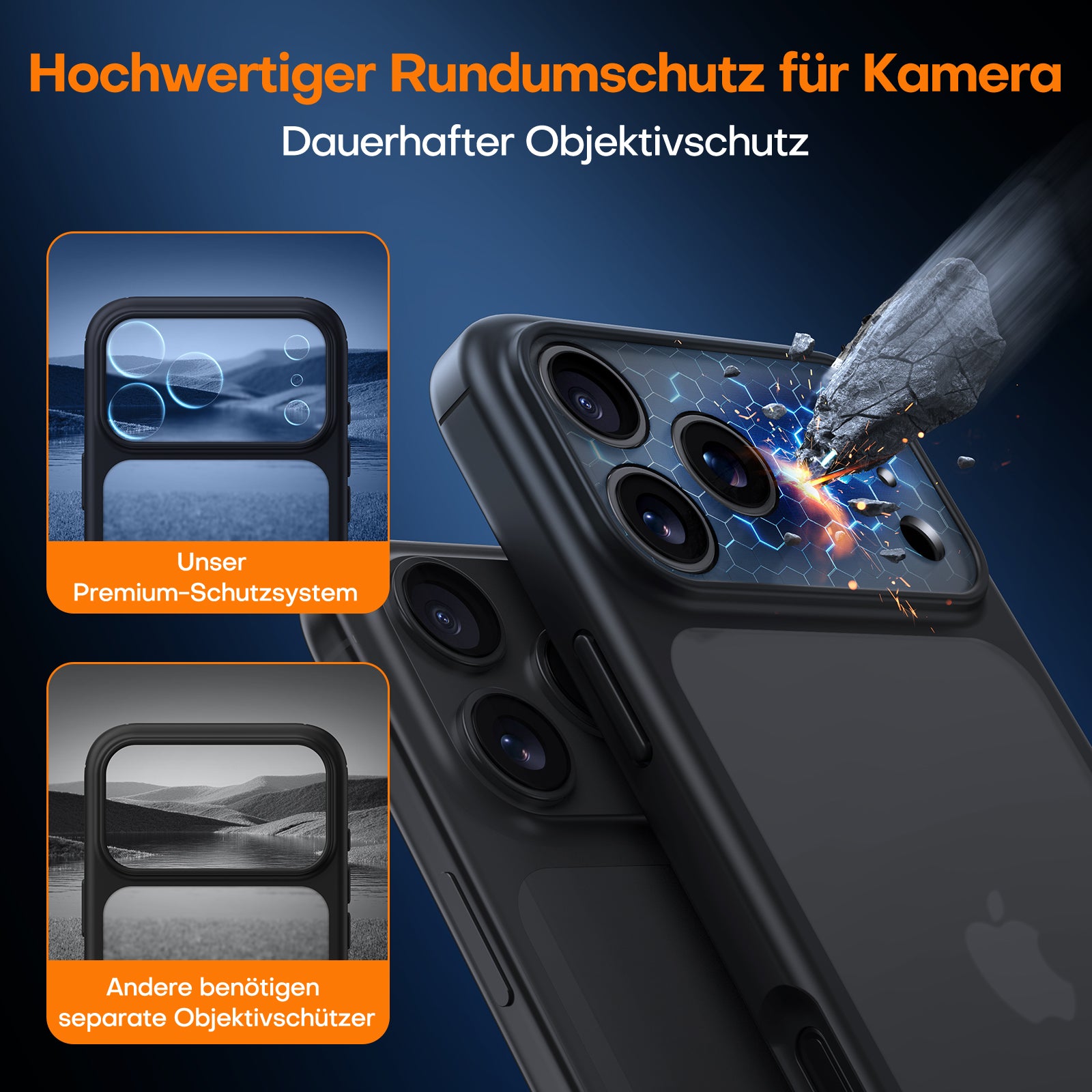 TAURI for iPhone 17 Pro Case, Full Camera Protection with Screen Protector, Translucent Matte Military-Grade Protection Shockproof Slim Phone Case for iPhone 17 Pro, Matte Black