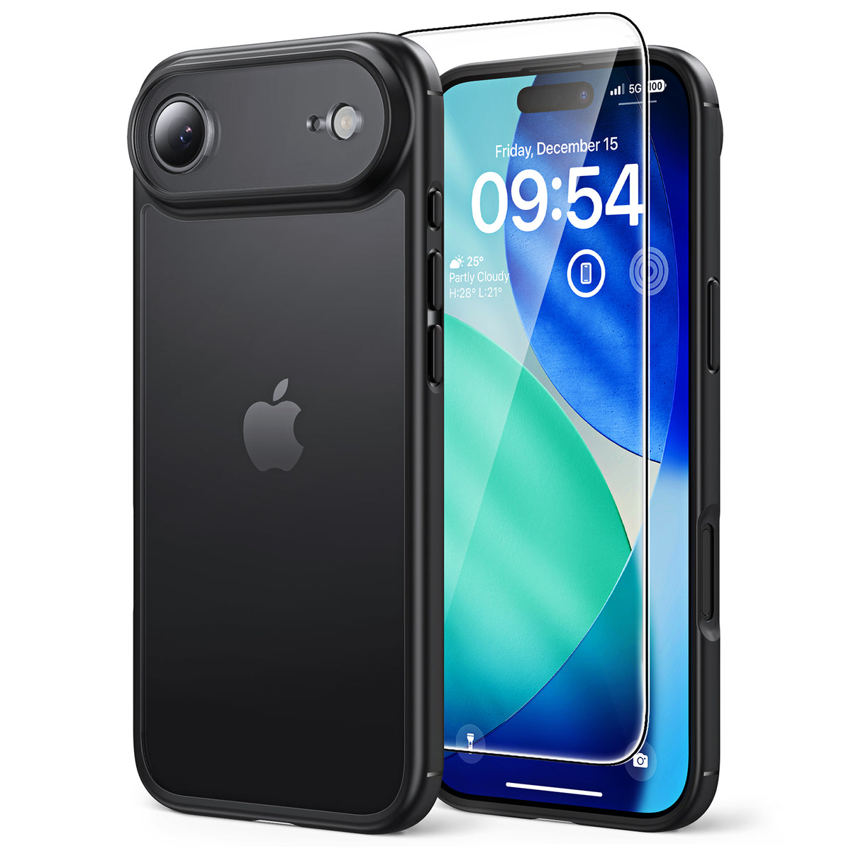 TAURI for iPhone Air Case, Full Camera Protection with Screen Protector, Translucent Matte Military-Grade Protection Shockproof Slim Phone Case for iPhone Air, Matte Black