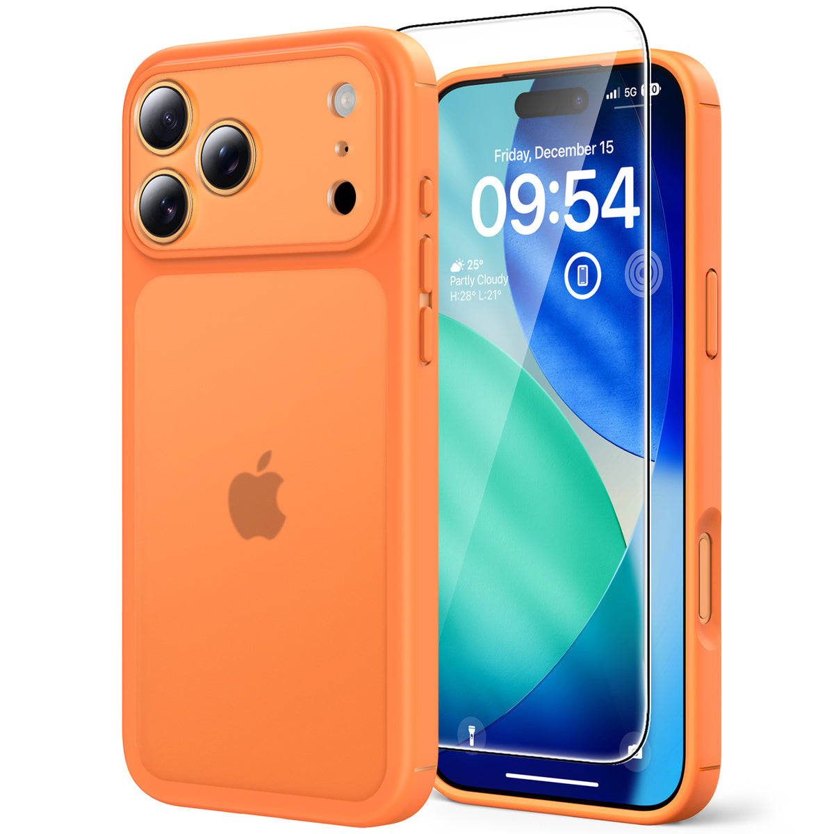 TAURI for iPhone 17 Pro Case, Full Camera Protection with Screen Protector, Translucent Matte Military-Grade Protection Shockproof Slim Phone Case for iPhone 17 Pro, Matte Orange