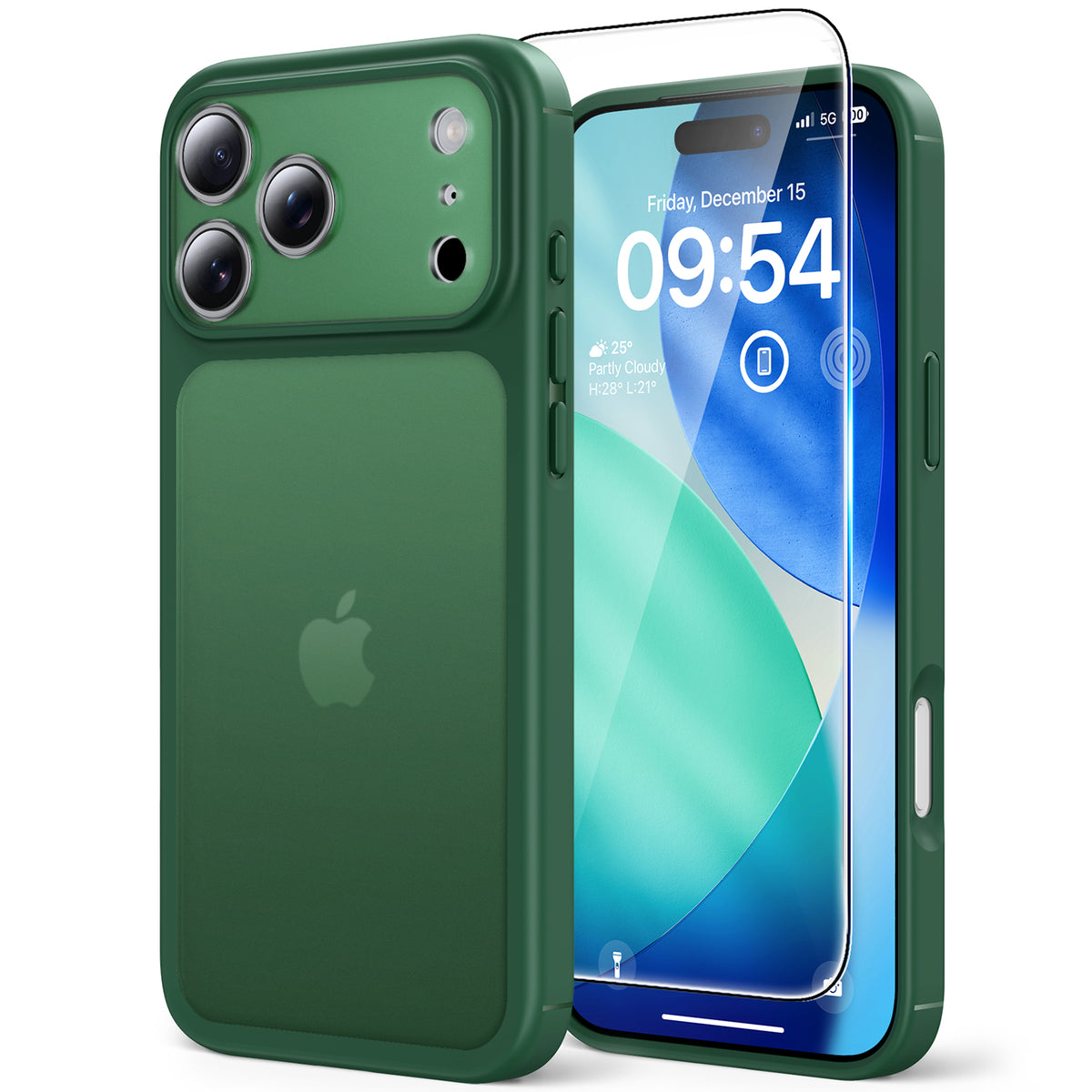 TAURI for iPhone 17 Pro Case, Full Camera Protection with Screen Protector, Translucent Matte Military-Grade Protection Shockproof Slim Phone Case for iPhone 17 Pro, Matte Green