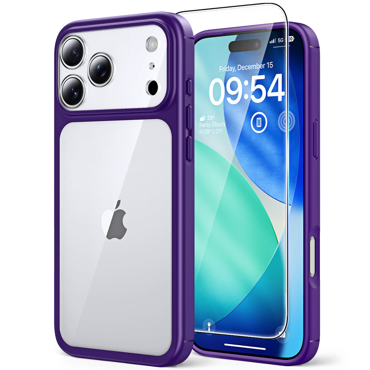 TAURI for iPhone 17 Pro Case, Full Camera Protection with Screen Protector, Anti-Yellowing Military-Grade Protection Shockproof Slim Phone Case for iPhone 17 Pro, Purple