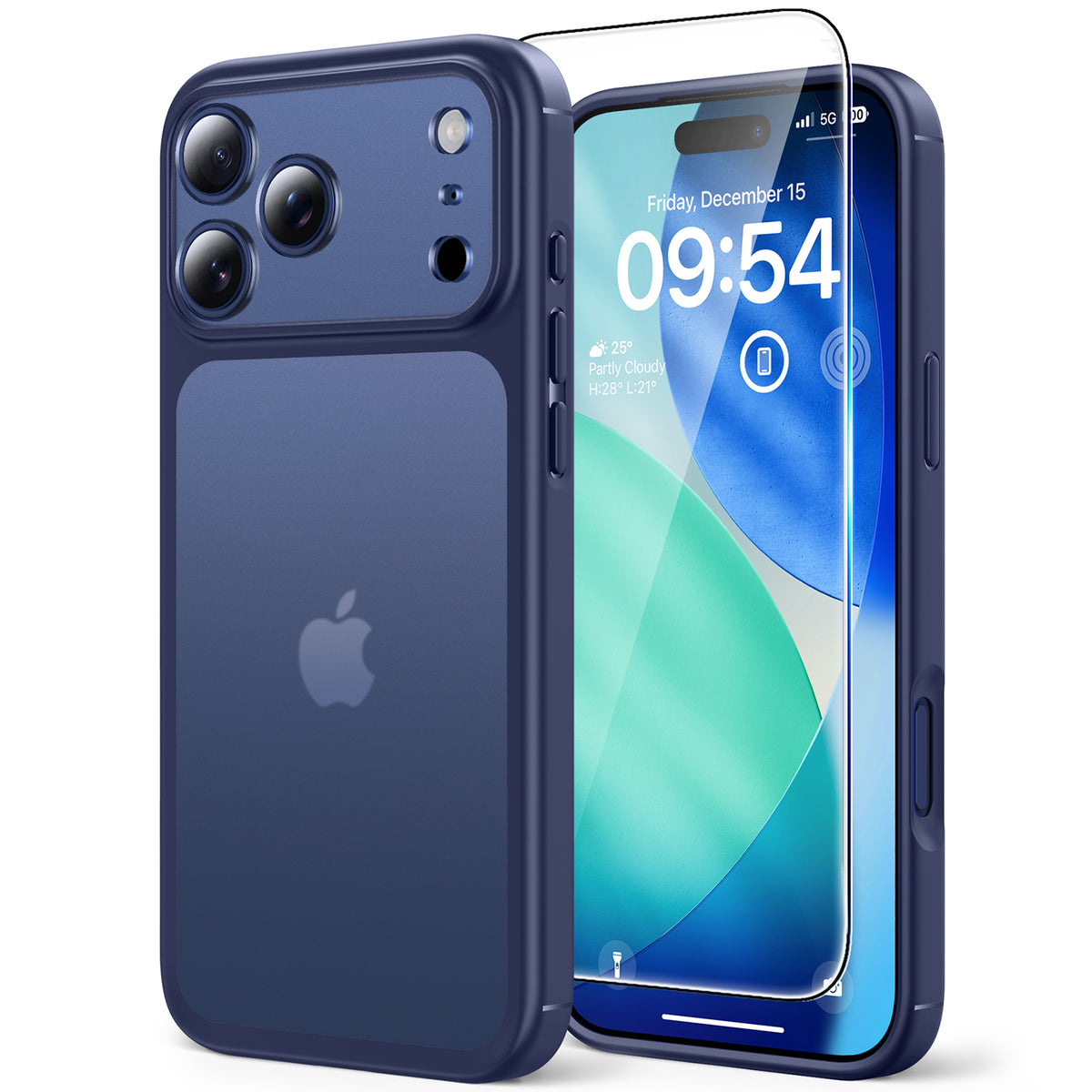 TAURI for iPhone 17 Pro Case, Full Camera Protection with Screen Protector, Translucent Matte Military-Grade Protection Shockproof Slim Phone Case for iPhone 17 Pro, Matte Blue