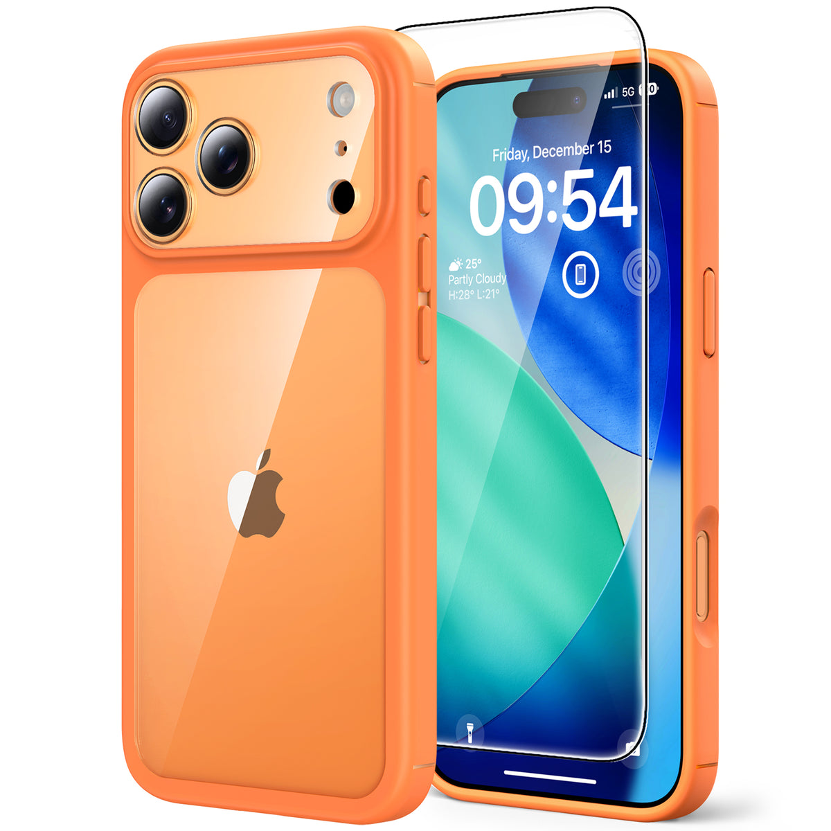 TAURI for iPhone 17 Pro Case, Full Camera Protection with Screen Protector, Anti-Yellowing Military-Grade Protection Shockproof Slim Phone Case for iPhone 17 Pro, Orange