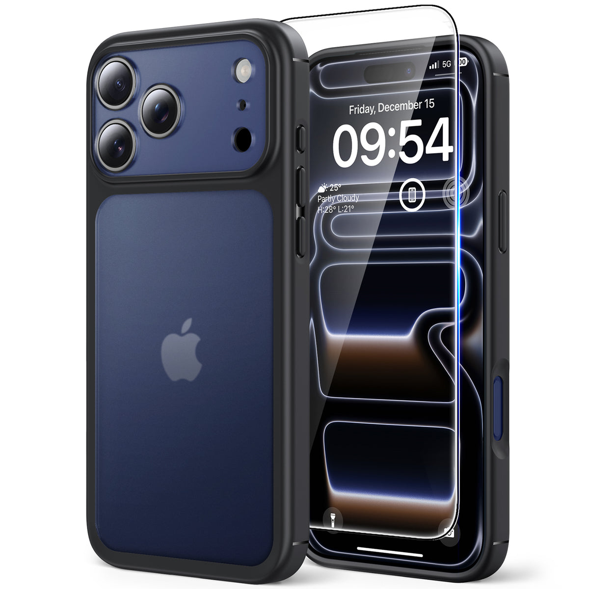 TAURI for iPhone 17 Pro Max Case, Full Camera Protection with Screen Protector, Translucent Matte Military-Grade Protection Shockproof Slim Phone Case for iPhone 17 ProMax, Matte Black
