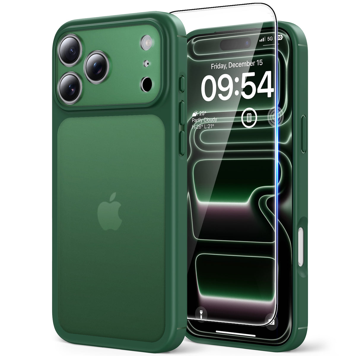 TAURI for iPhone 17 Pro Max Case, Full Camera Protection with Screen Protector, Translucent Matte Military-Grade Protection Shockproof Slim Phone Case for iPhone 17 ProMax, Matte Green