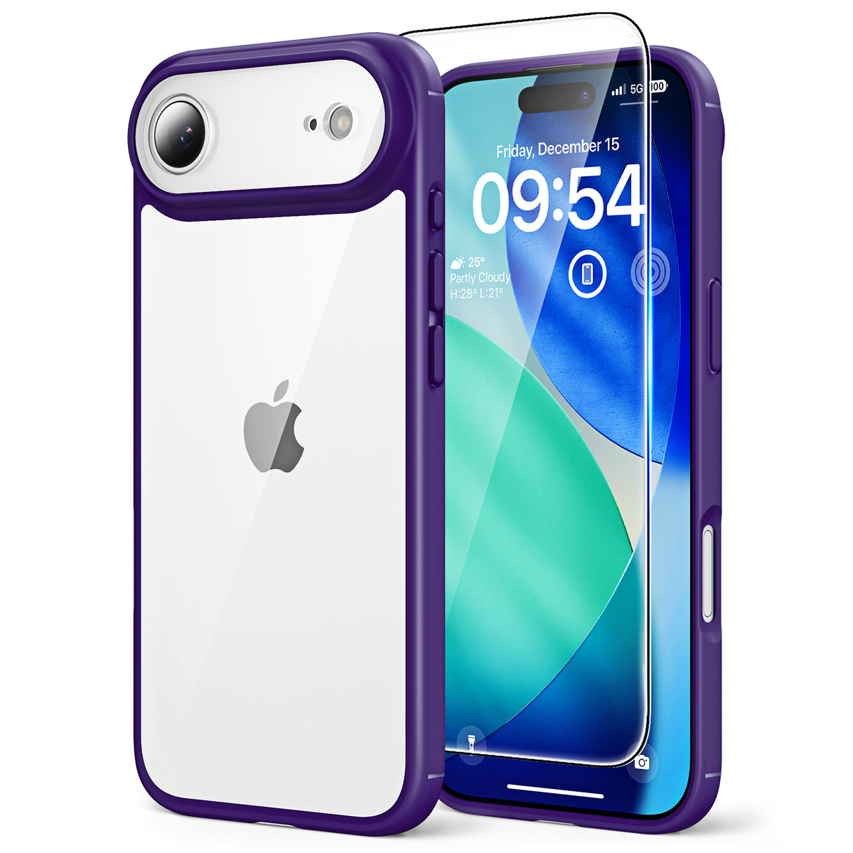 TAURI for iPhone Air Case, Full Camera Protection with Screen Protector, Anti-Yellowing Military-Grade Protection Shockproof Slim Phone Case for iPhone 17 Air 6.5 inch, Purple