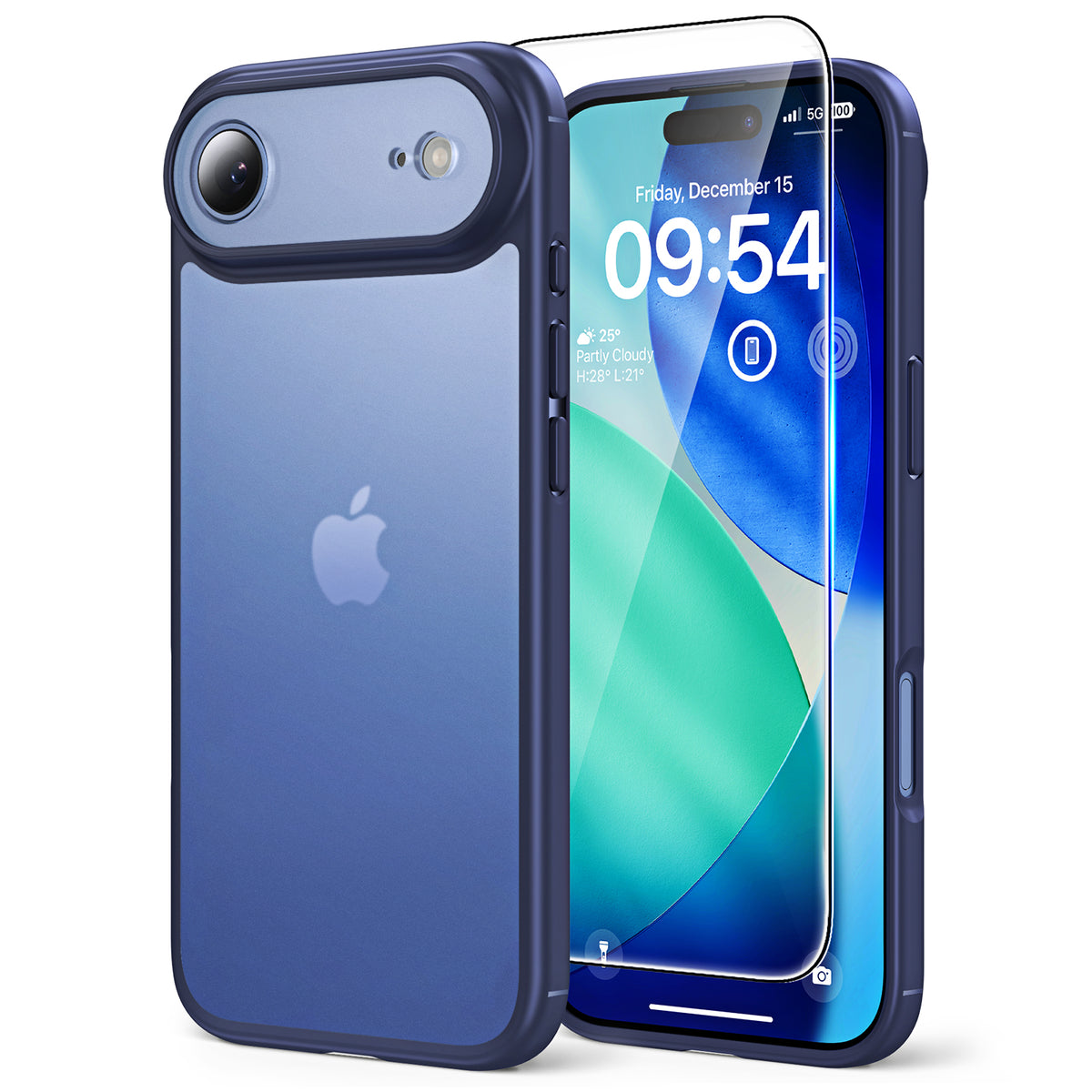 TAURI for iPhone Air Case, Full Camera Protection with Screen Protector, Translucent Matte Military-Grade Protection Shockproof Slim Phone Case for iPhone Air, Matte Blue