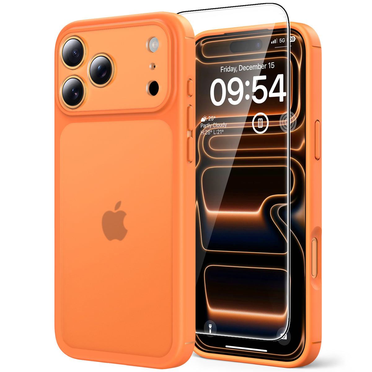 TAURI for iPhone 17 Pro Max Case, Full Camera Protection with Screen Protector, Translucent Matte Military-Grade Protection Shockproof Slim Phone Case for iPhone 17 ProMax, Matte Orange
