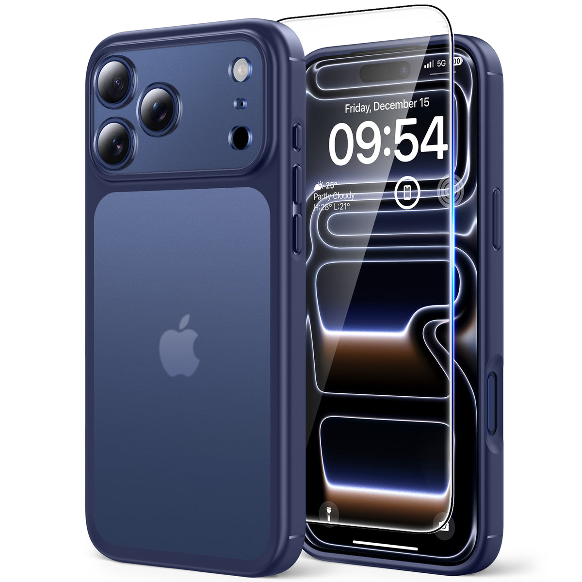 TAURI for iPhone 17 Pro Max Case, Full Camera Protection with Screen Protector, Translucent Matte Military-Grade Protection Shockproof Slim Phone Case for iPhone 17 ProMax, Matte Blue