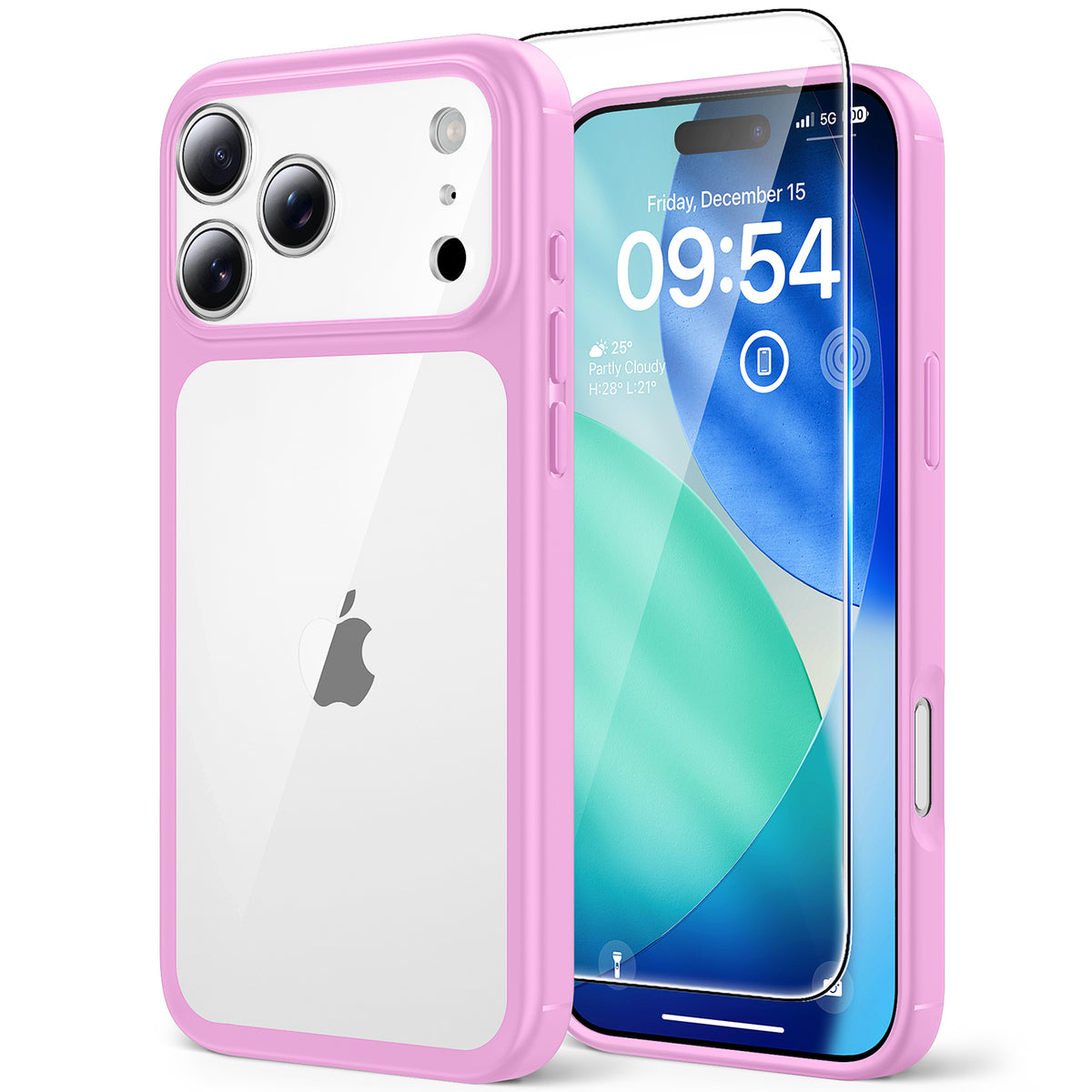 TAURI for iPhone 17 Pro Case, Full Camera Protection with Screen Protector, Anti-Yellowing Military-Grade Protection Shockproof Slim Phone Case for iPhone 17 Pro, Pink