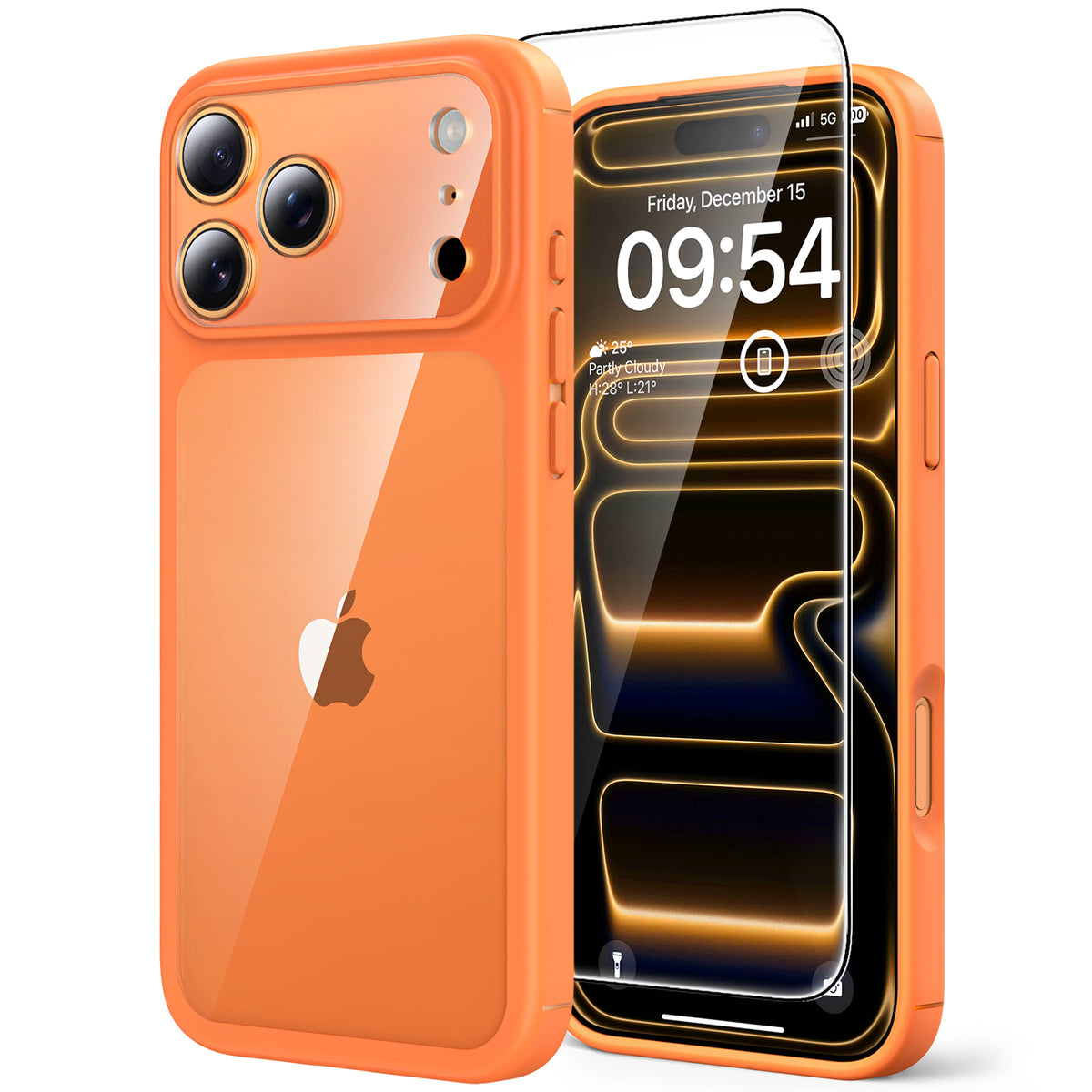 TAURI for iPhone 17 Pro Max Case, Full Camera Protection with Screen Protector, Anti-Yellowing Military-Grade Protection Shockproof Slim Phone Case for iPhone 17 ProMax, Orange