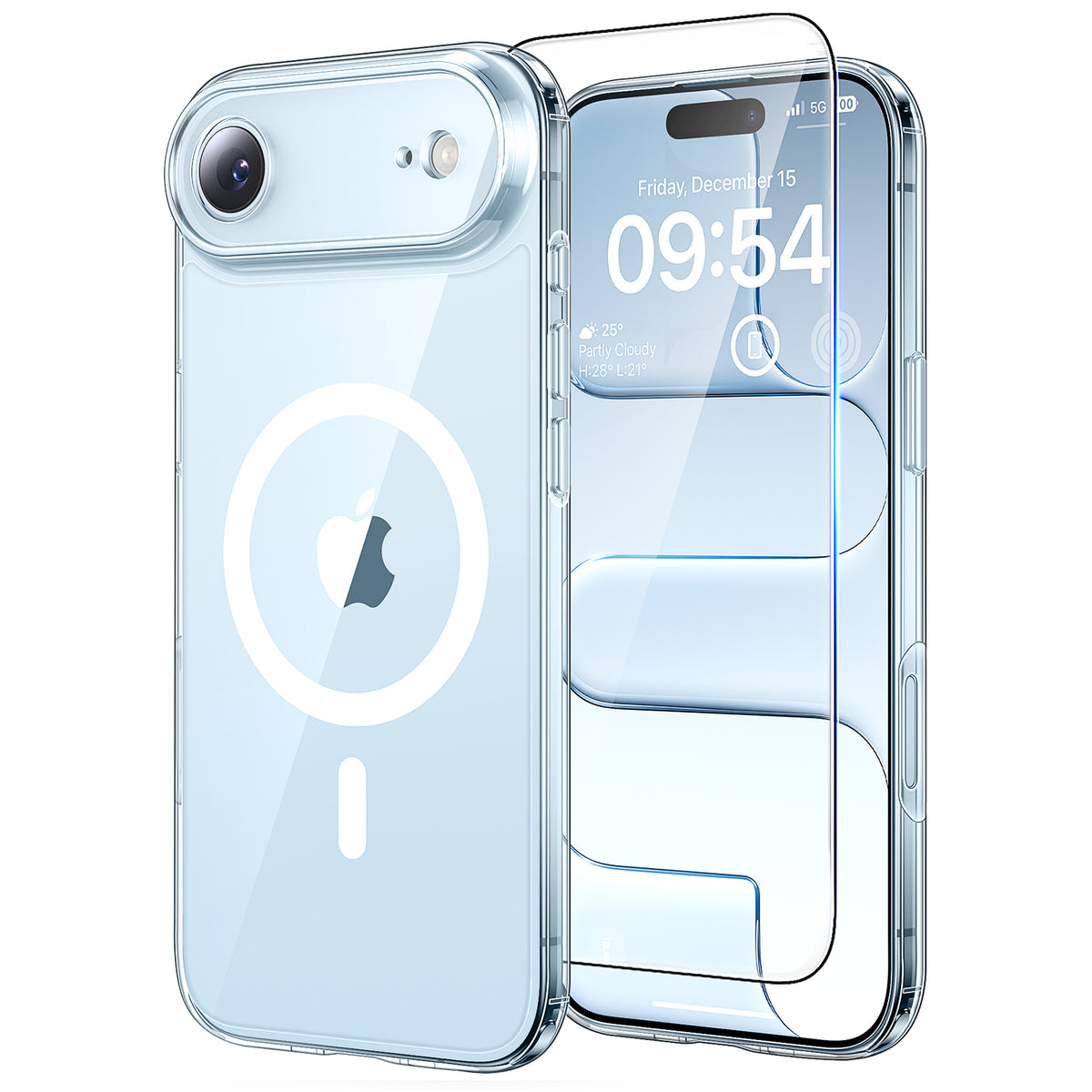 TAURI for iPhone Air Case, Compatible with MagSafe with Screen Protector, Full Camera Protection, Anti-Yellowing Military-Grade Protection Shockproof Slim Magnetic Case for iPhone Air, Clear