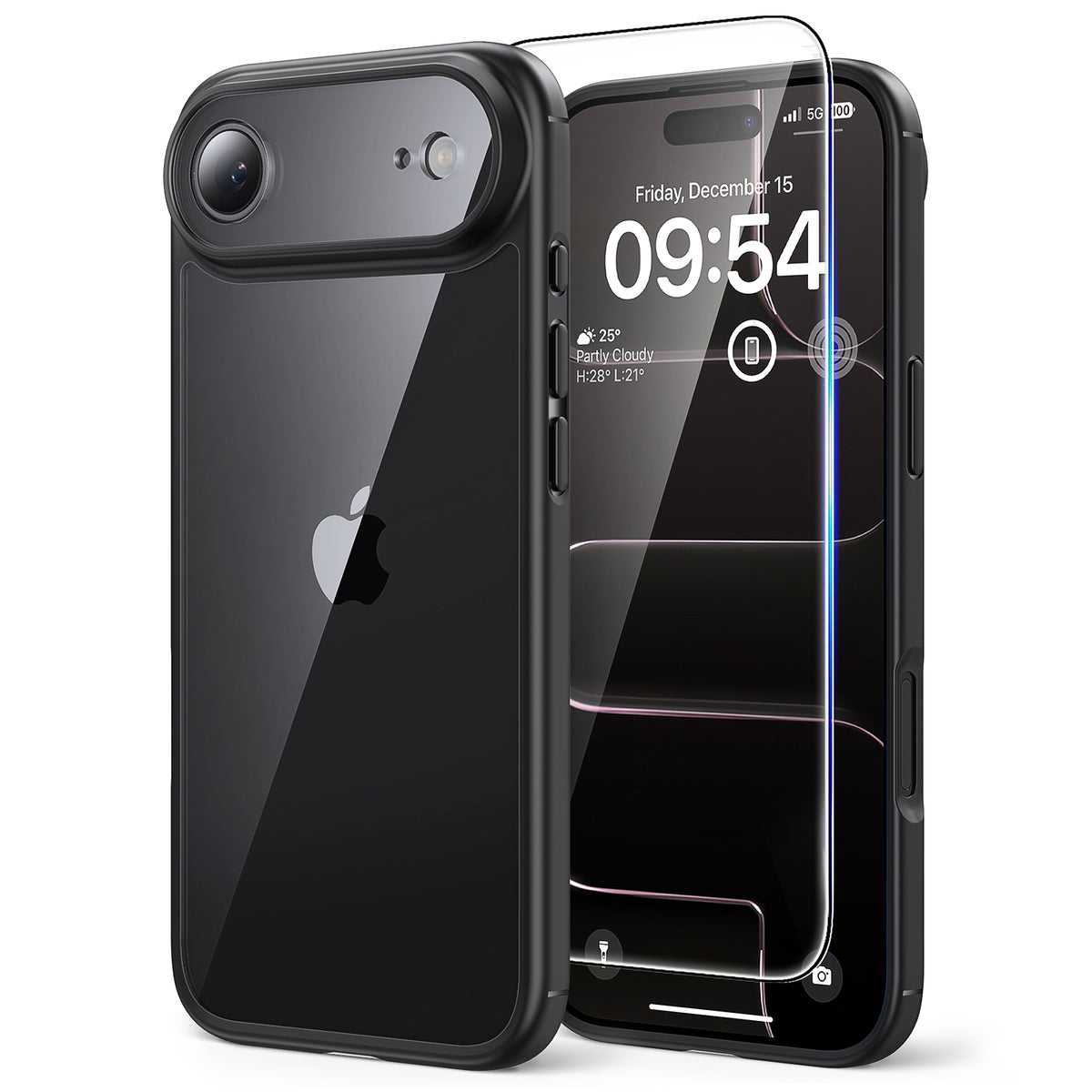 TAURI for iPhone Air Case, Full Camera Protection with Screen Protector, Anti-Yellowing Military-Grade Protection Shockproof Slim Phone Case for iPhone Air, Black