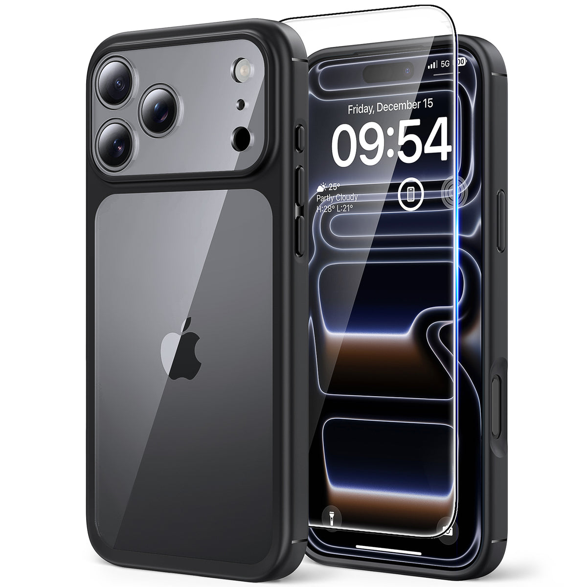 TAURI for iPhone 17 Pro Max Case, Full Camera Protection with Screen Protector, Anti-Yellowing Military-Grade Protection Shockproof Slim Phone Case for iPhone 17 ProMax, Black