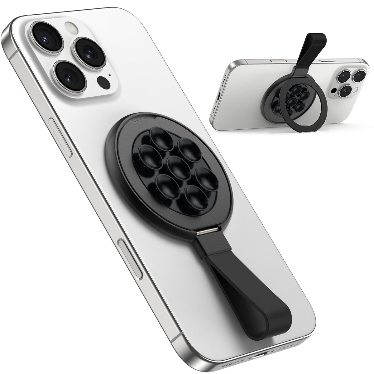 TAURI for Magsafe Suction Phone Grip - Universal Magnetic Suction Grip, 360° Rotating Hands-Free Holder, Silicone Suction Grip for iPhone 16 Pro Max/15/Android/S25,Black
