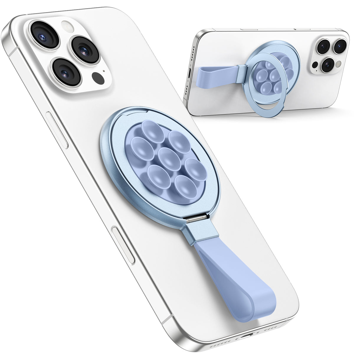 TAURI for Magsafe Suction Phone Grip - Universal Magnetic Suction Grip, 360° Rotating Hands-Free Holder, Silicone Suction Grip for iPhone 16 Pro Max/15/Android/S25,Blue