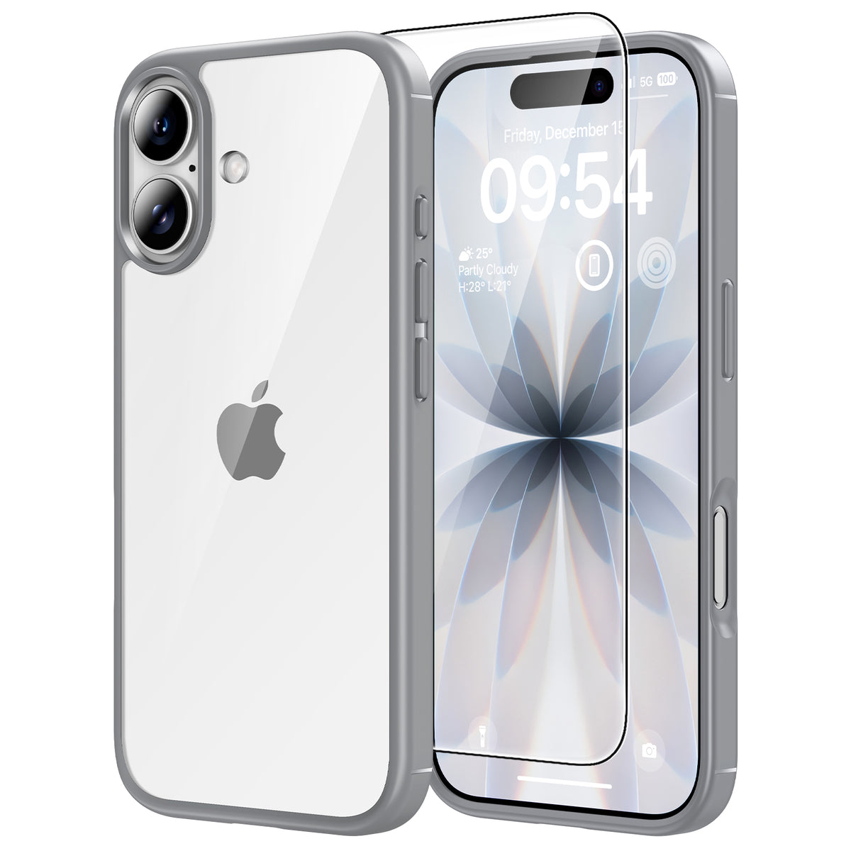 TAURI for iPhone 17 Case, Anti-Yellowing with Screen Protector, Military-Grade Protection Shockproof Slim Phone Case for iPhone 17, Grey