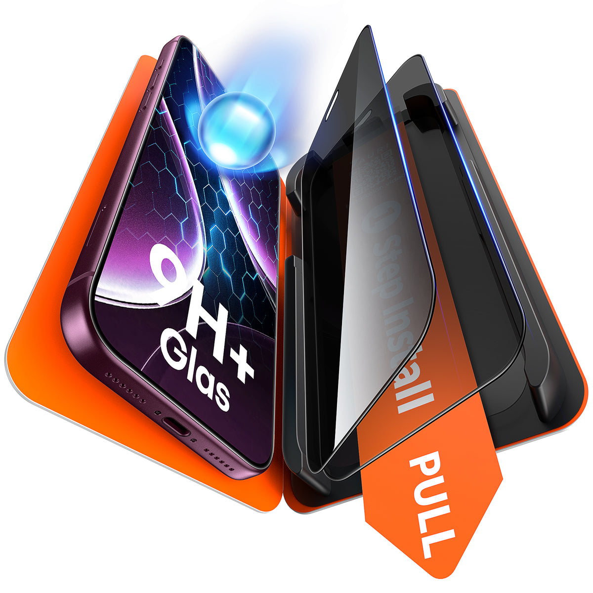 TAURI 2 Pack for 18 Pro Max Privacy Screen Protector, 1-Step Install