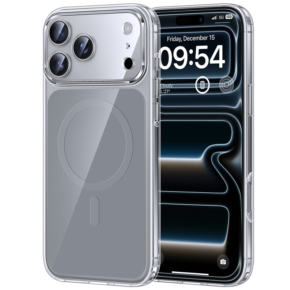 TAURI Original Design for iPhone 17 Pro Case, Compatible with MagSafe with Screen Protector, Anti-Yellowing Military-Grade Protection Shockproof Magnetic iPhone 17 Pro Case, Clear Grey