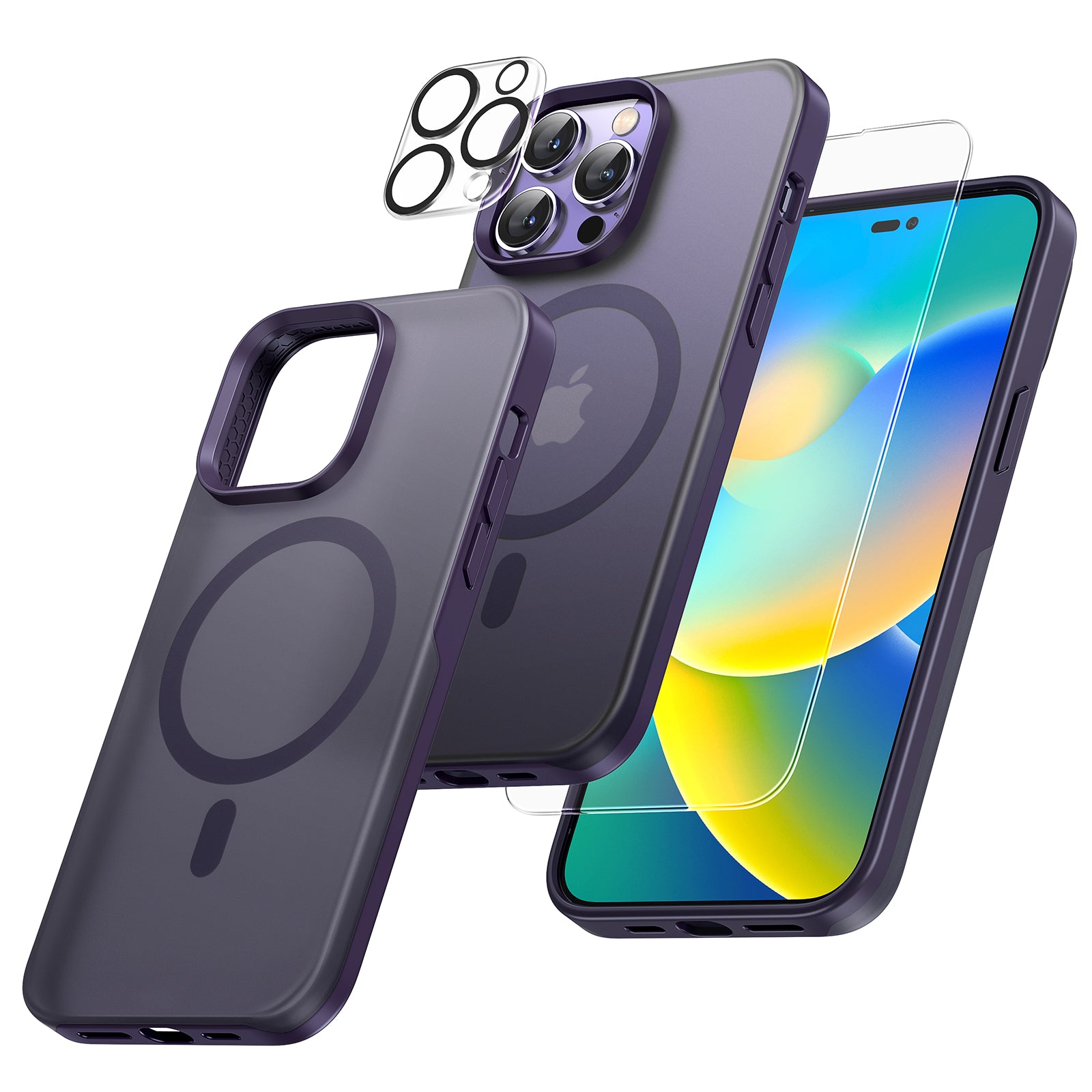 TAURI [5 in 1] Magnetic Case for iPhone 14 Pro Max [Military Grade Drop  Protection] with 2X Screen Protector +2X Camera Lens Protector, Translucent