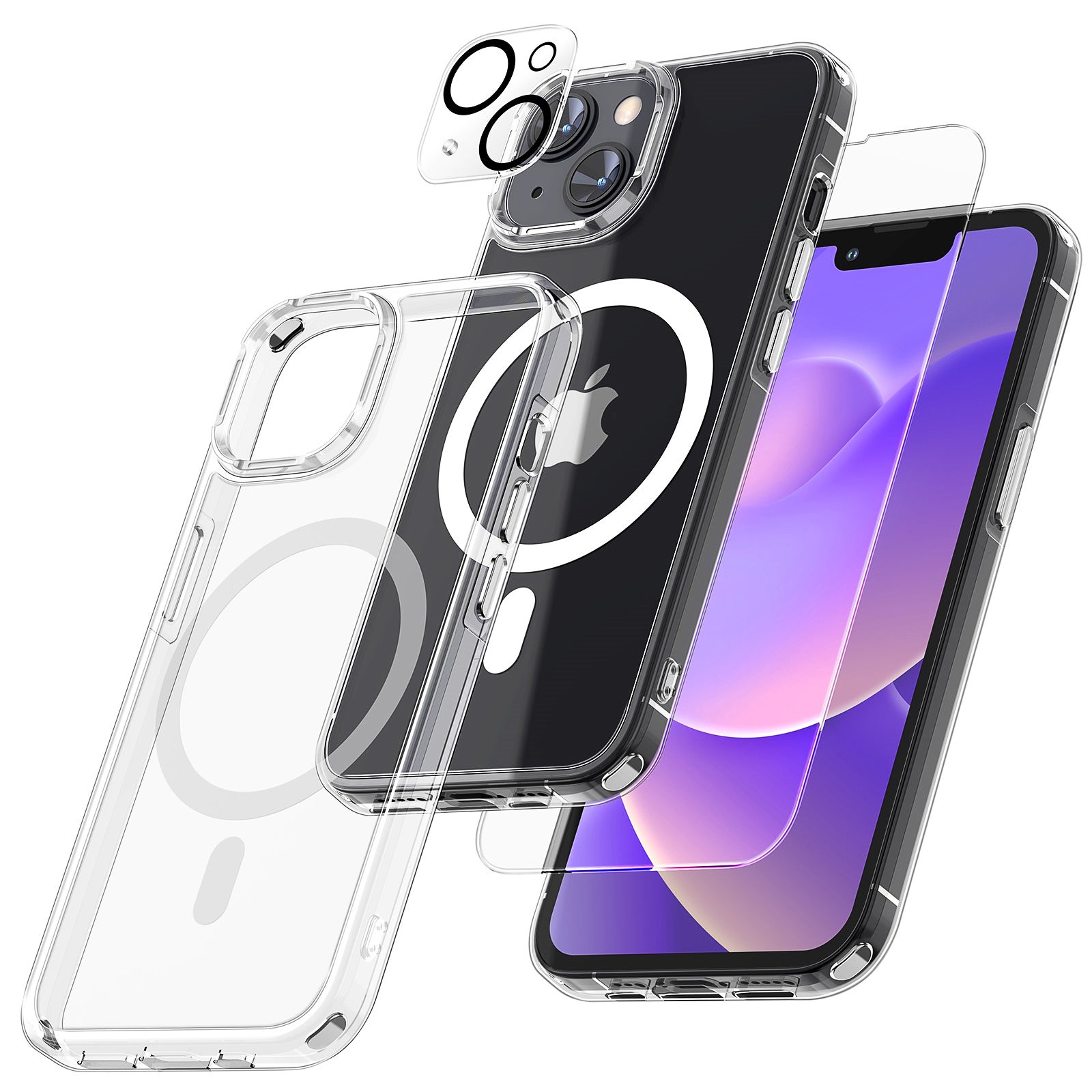 TAURI [5 in 1] Strong Magnetic Clear for iPhone 14 Case [Compatible wi
