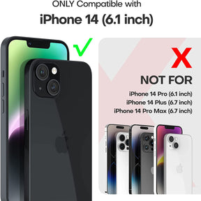 TAURI [5 in 1] for iPhone 14 Case, [Not Yellowing] with 2 Tempered Glass Screen Protector + 2 Camera Lens Protector [Military Drop Protection] Shockproof Slim Phone Case for iPhone 14 6.1 Inch-Black