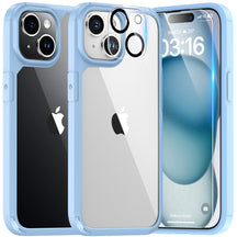 TAURI for iPhone 15 Case, [5 in 1] 1X Clear Case [Not-Yellowing] with 2X Screen Protector + 2X Camera Lens Protector, [Military Grade Drop Protection] Shockproof Slim Phone Case for iPhone 15, 6.1"