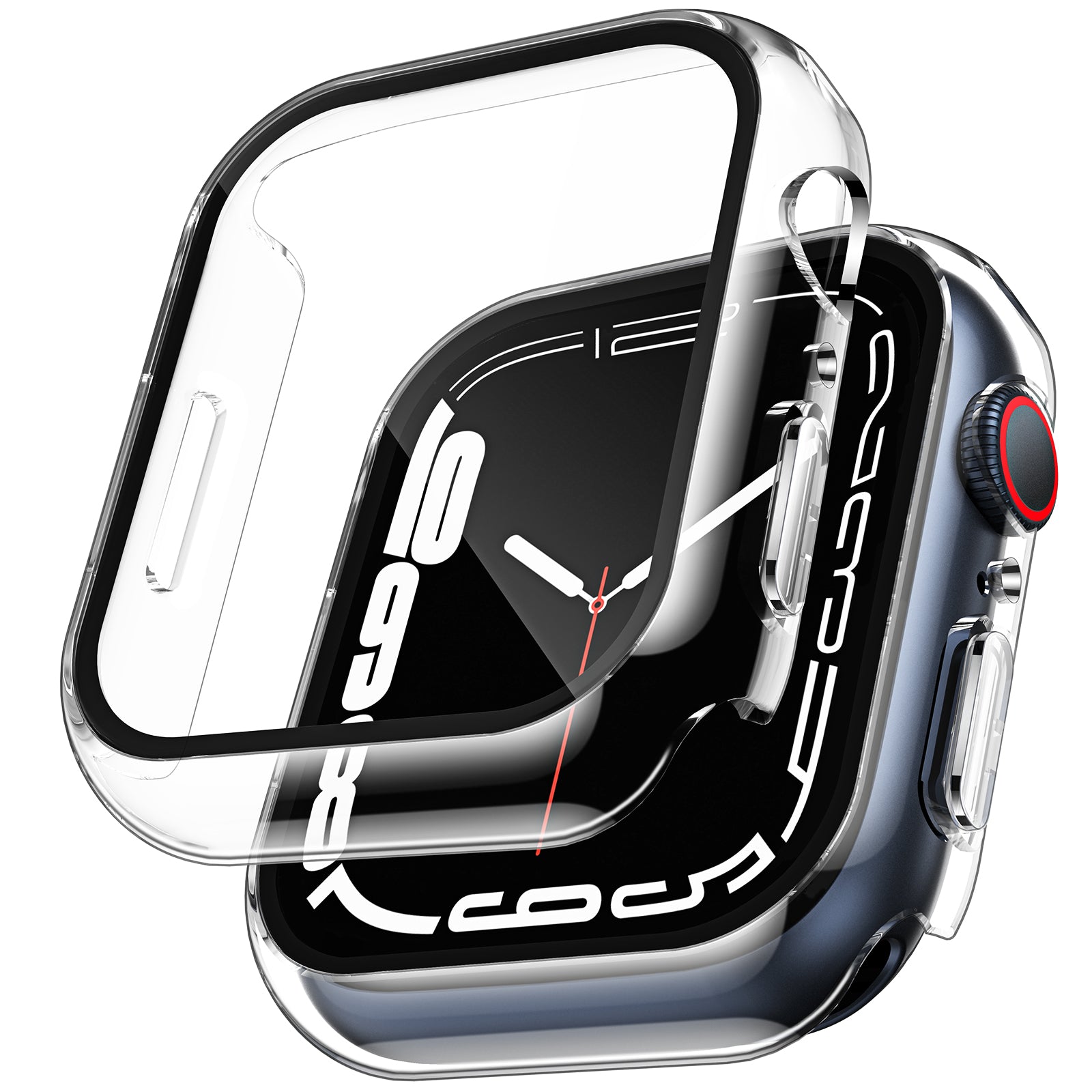 TAURI 2 Pack Hard Case Designed for Apple Watch Series 9 (2023) Series 8/7 45mm, [360° Shockproof] with 9H Tempered Glass Screen Protector, [Scratch-Resistant] Cover for iWatch 45mm - Black