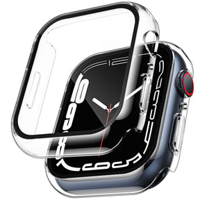 TAURI 2 Pack Hard Case Designed for Apple Watch Series 9 (2023) Series 8/7 45mm, [360° Shockproof] with 9H Tempered Glass Screen Protector, [Scratch-Resistant] Cover for iWatch 45mm - Black