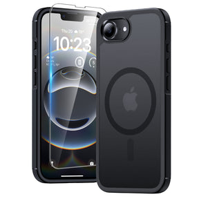 TAURI for iPhone 16e Case, [Compatible with MagSafe] with Screen Protectors, Shockproof Military-Grade Protection, Translucent Matte Magnetic Case for iPhone 16e, Matte Black
